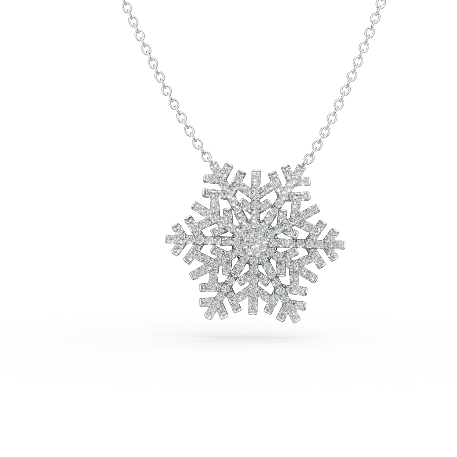 Teilor Lant cu pandantiv fulg de nea din aur alb cu diamante de 1.08ct