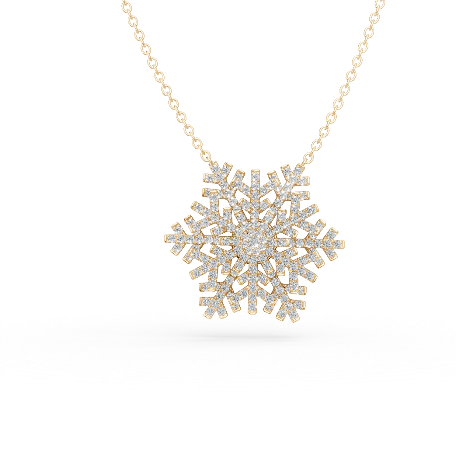 Lant cu pandantiv fulg de nea din aur galben cu diamante de 1.08ct-196042