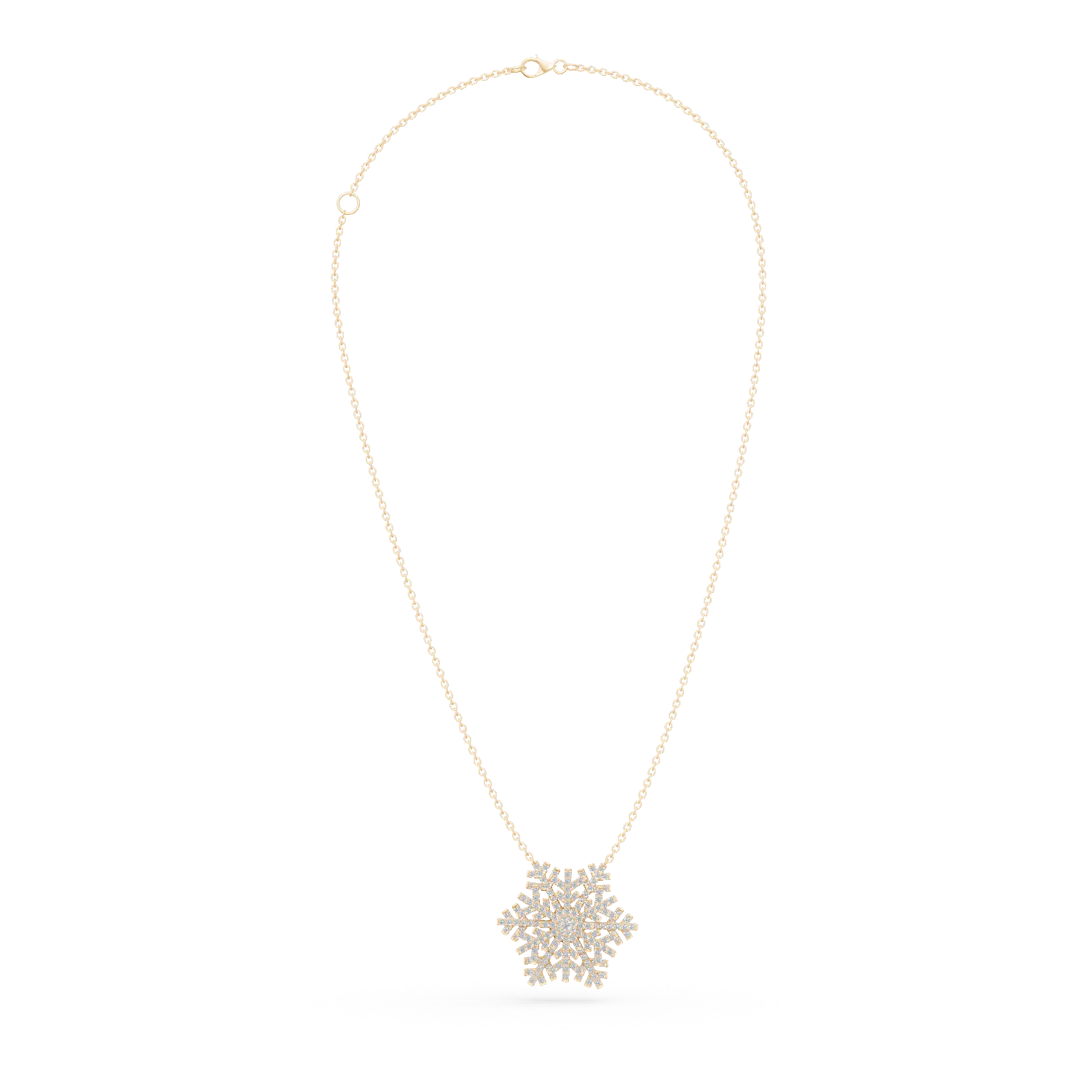 Lant cu pandantiv fulg de nea din aur galben cu diamante de 1.08ct