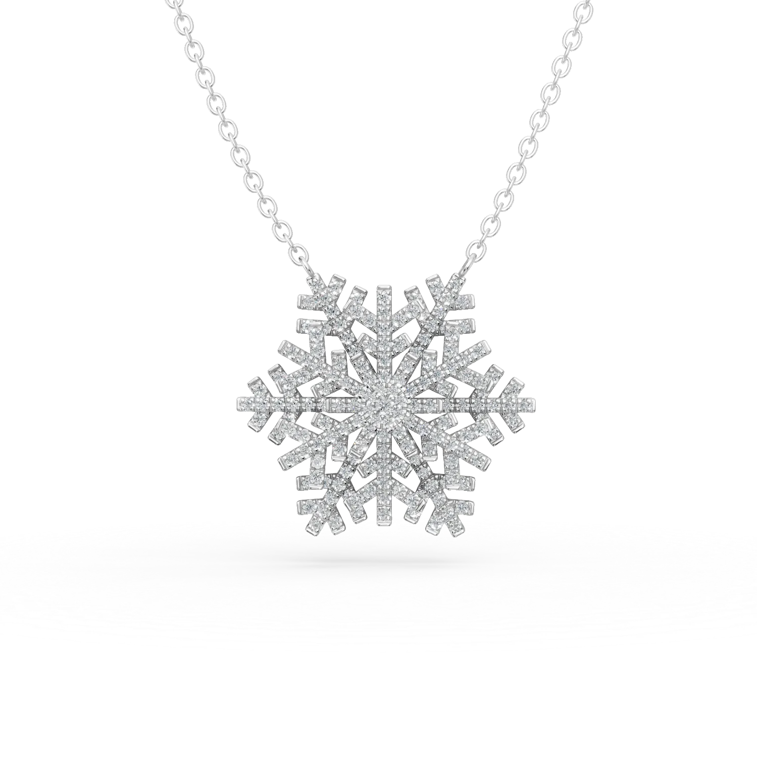 Teilor Lant cu pandantiv fulg de nea din aur alb cu diamante de 0.5ct