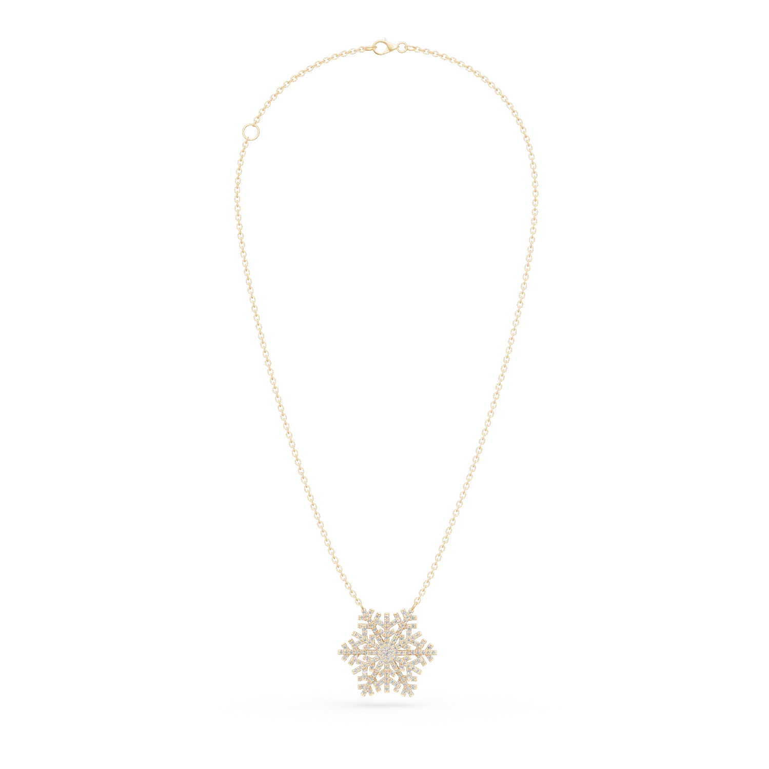 Lant cu pandantiv fulg de nea din aur galben cu diamante de 0.5ct