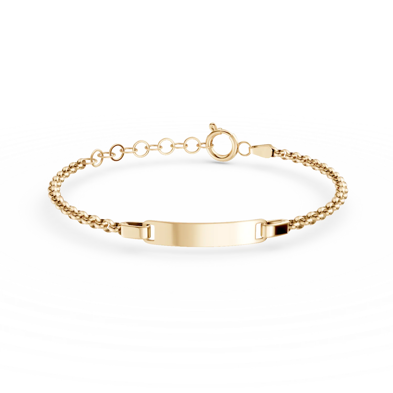 Yellow gold bracelet with engraving plate for children