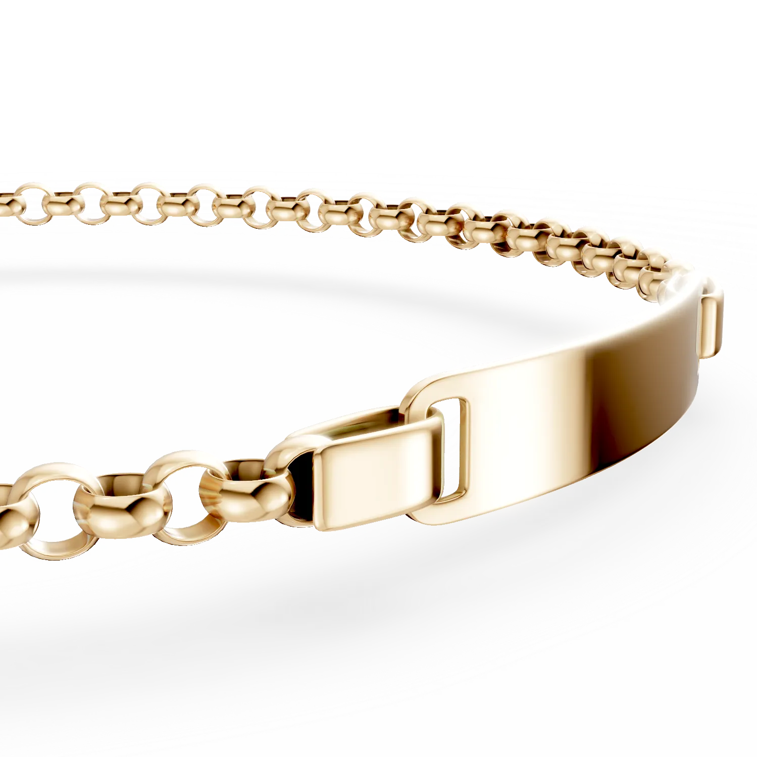 Yellow gold bracelet with engraving plate for children