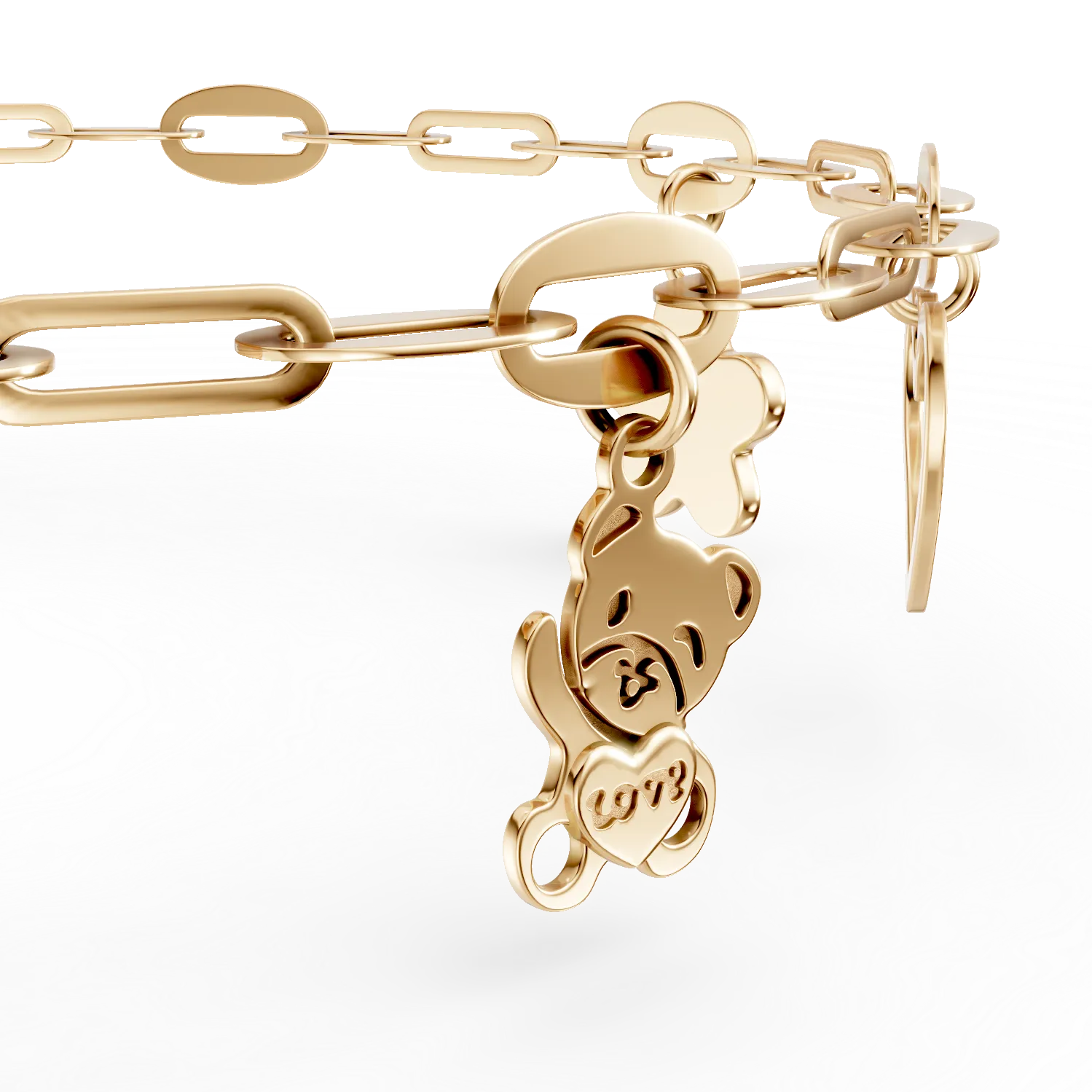 Bratara din aur galben cu pandantive si zirconii negre pentru copii