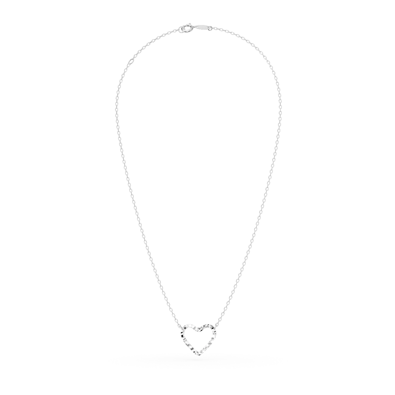 Колие от бяло злато със сърцевиден медальон