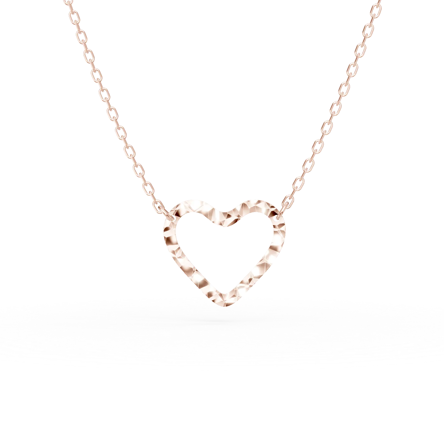 Lant cu pandantiv inima din aur roz