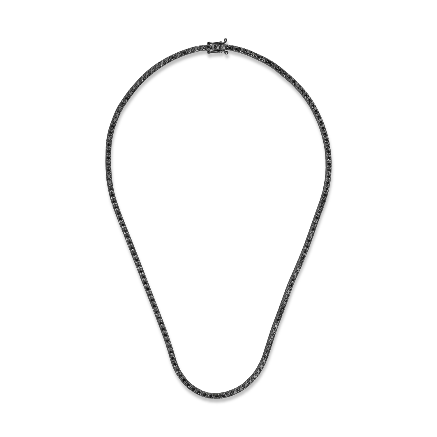 Colier tennis din aur negru cu diamante negre de 3ct