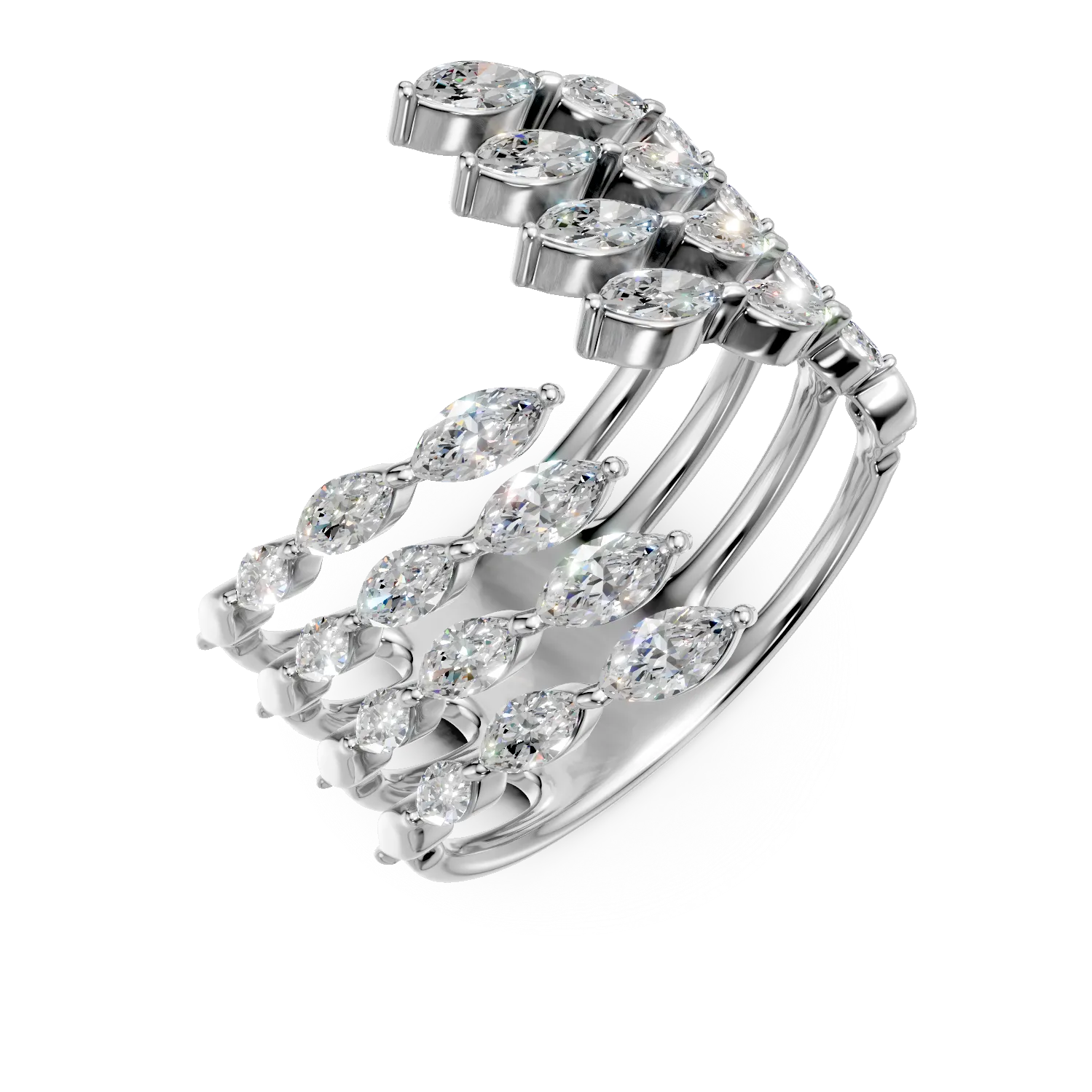 Inel din aur alb cu diamante marquise de 2.5ct