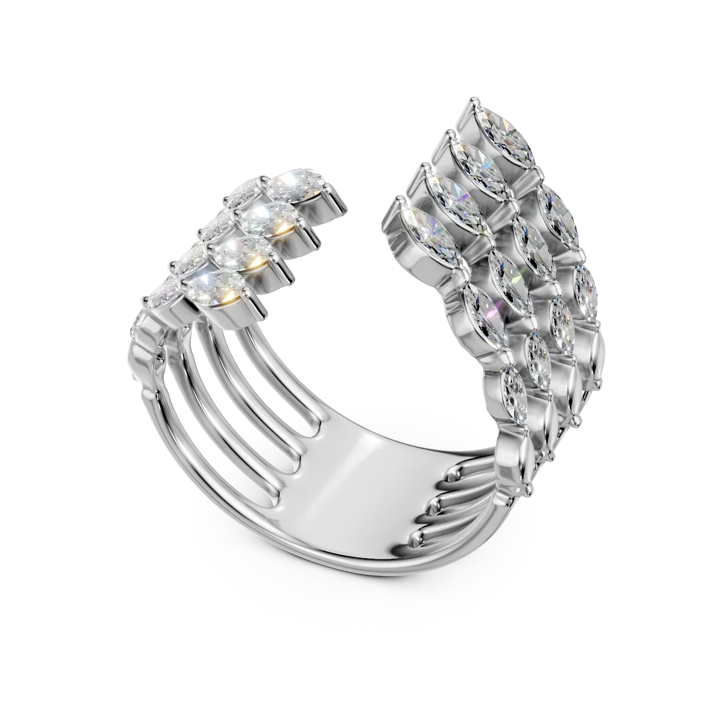 Inel din aur alb cu diamante marquise de 2.5ct