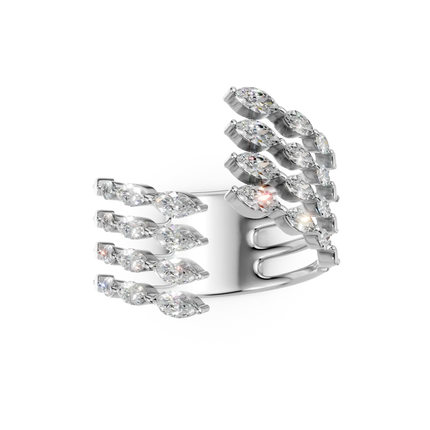 Inel din aur alb cu diamante marquise de 2.5ct