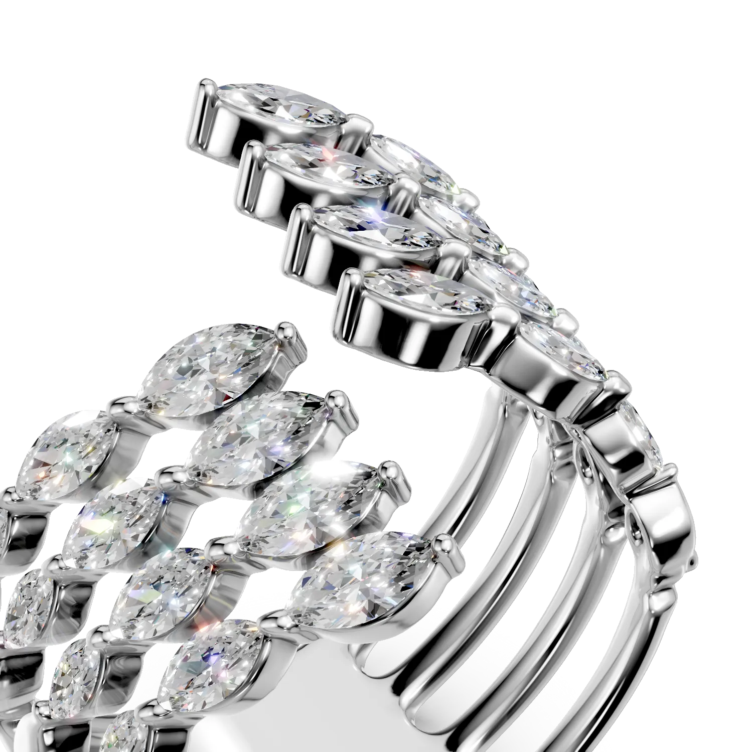 Inel din aur alb cu diamante marquise de 2.5ct