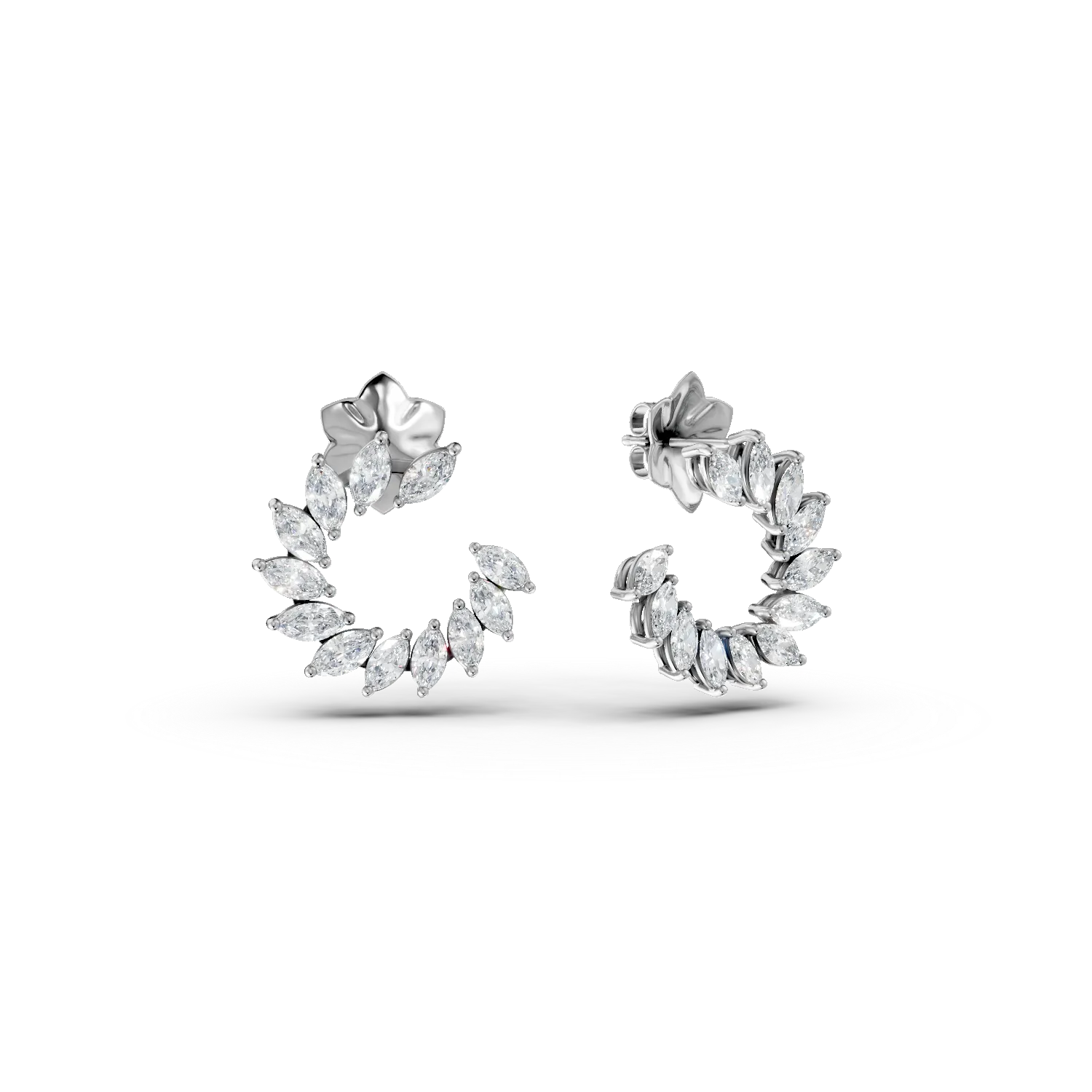 Cercei din aur alb cu diamante marquise de 1.6ct