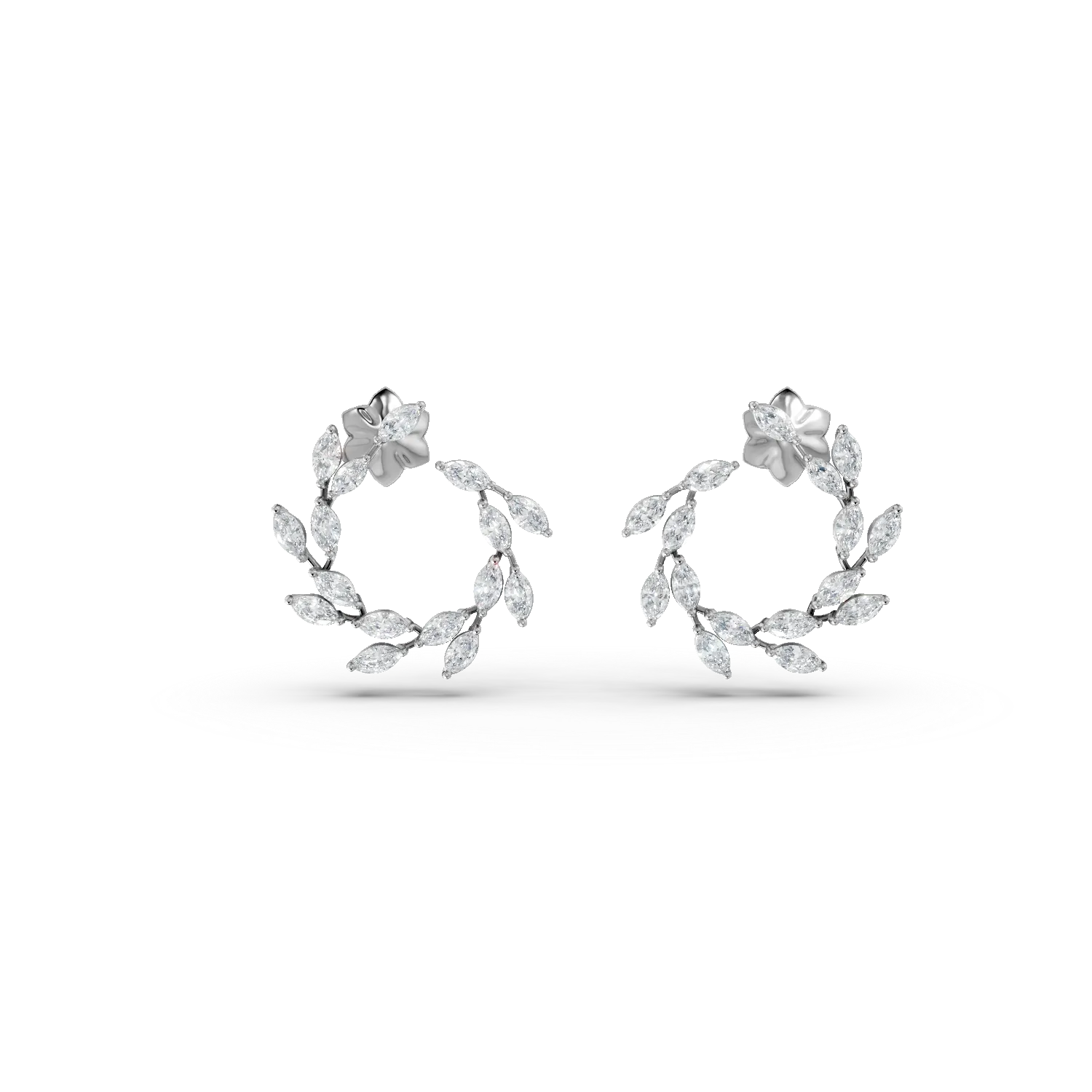 Cercei din aur alb cu diamante marquise de 2.1ct