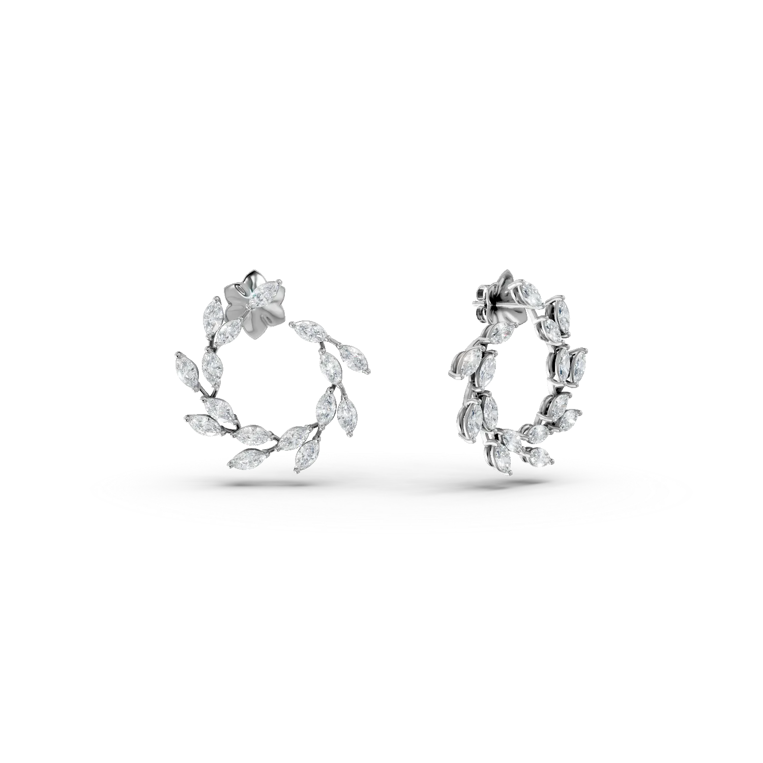 Teilor Cercei din aur alb cu diamante marquise de 2.1ct