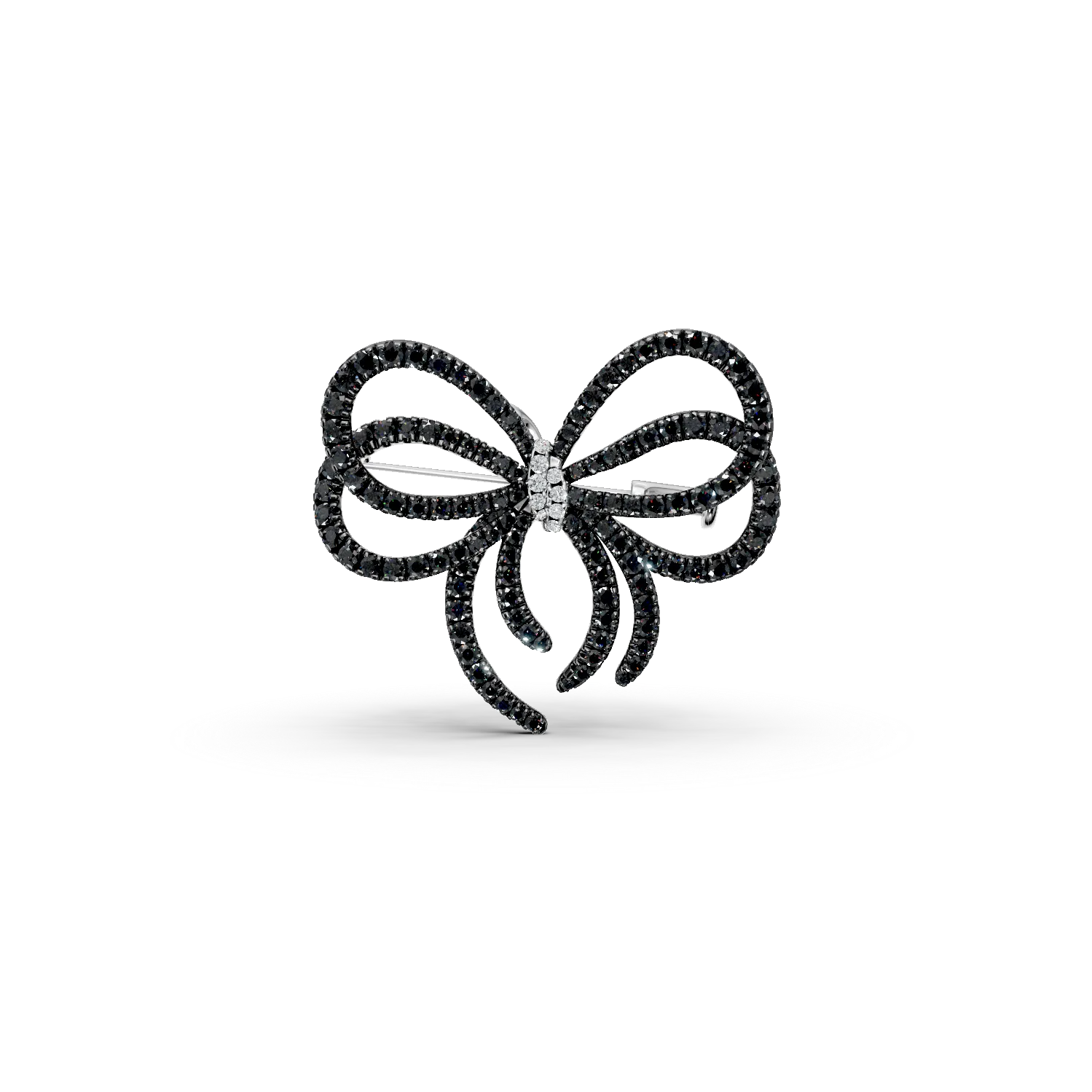 Brosa fundita din aur alb cu diamante negre de 4.2ct