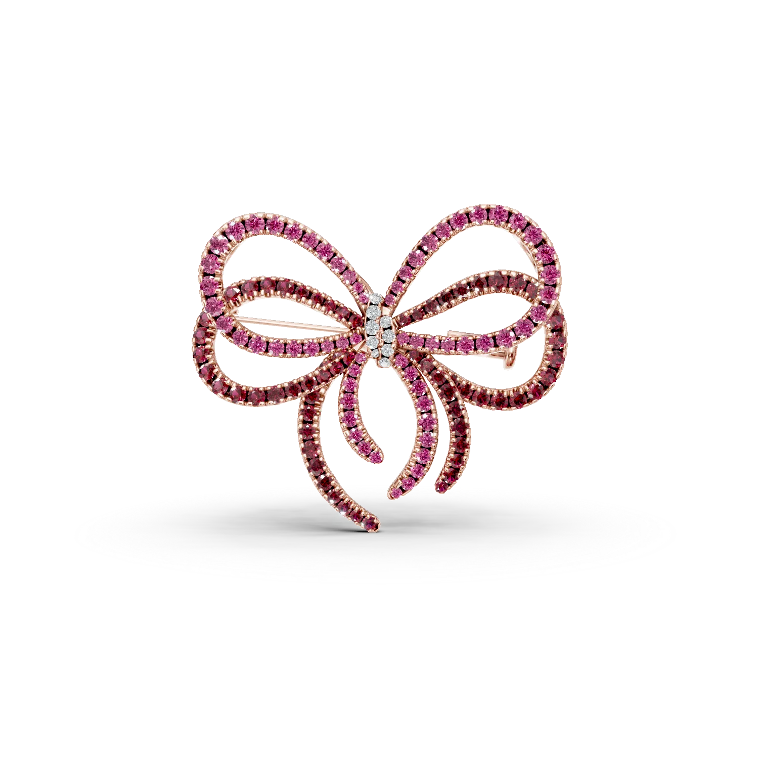 Brosa fundita din aur roz cu pietre pretioase de 5ct