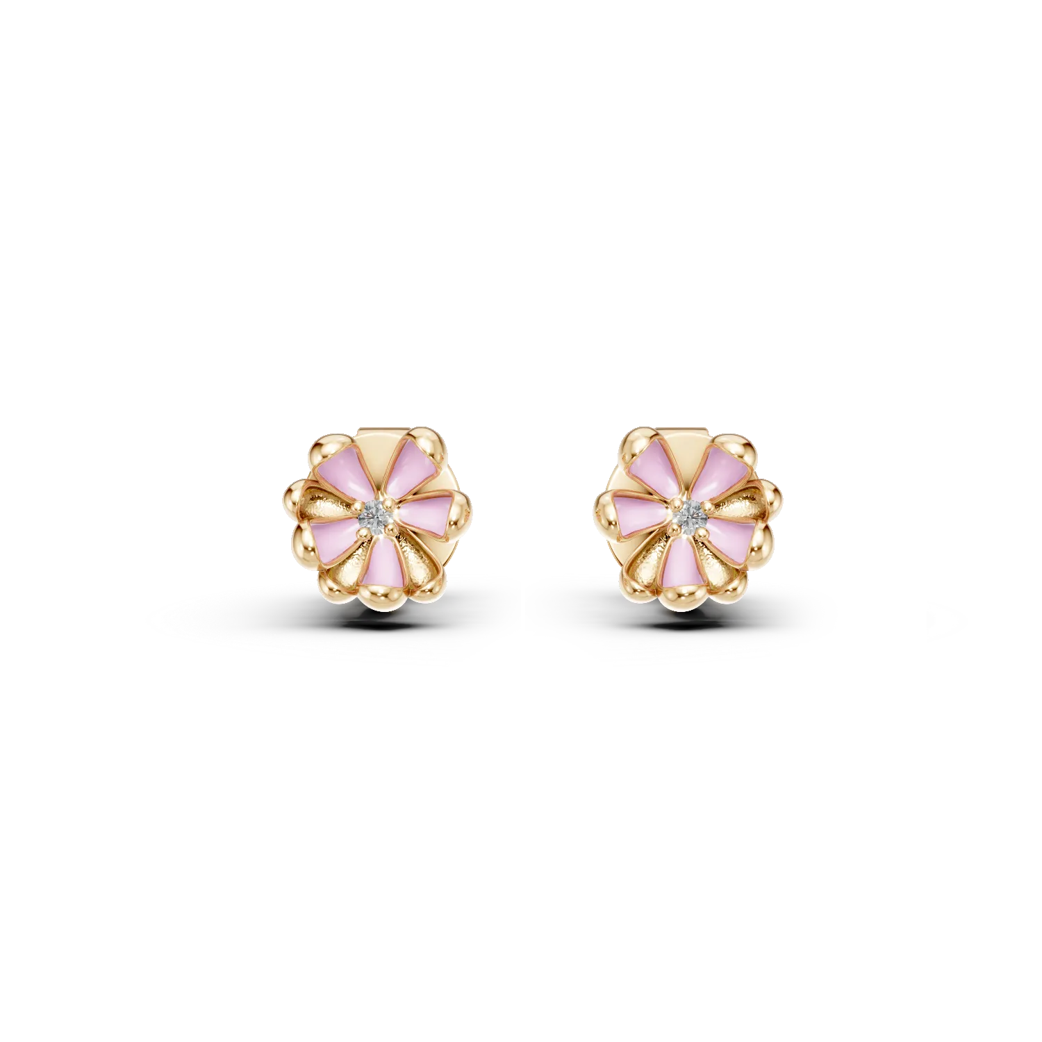 Детски обеци от жълто злато с диаманти 0.03кт-196421