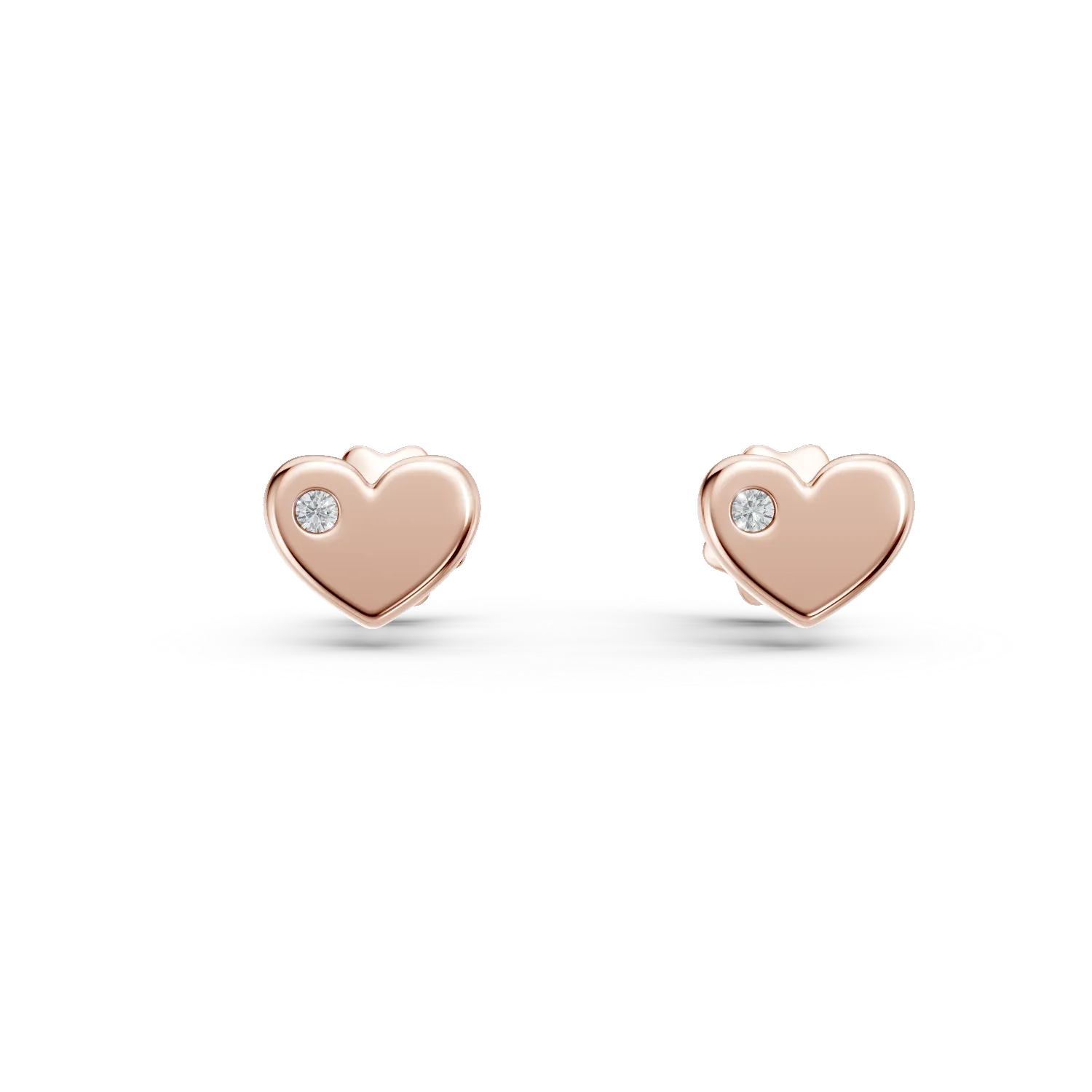 Cercei inimioara din aur roz pentru copii cu diamante de 0.02ct