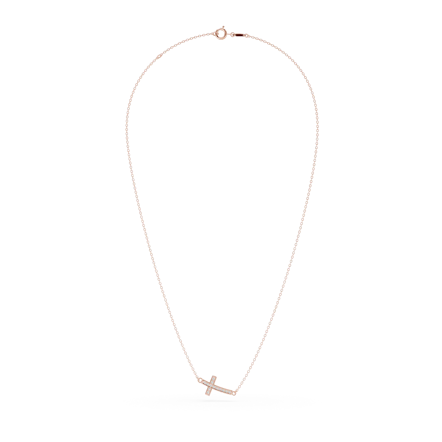 Колие от розово злато с висулка кръст