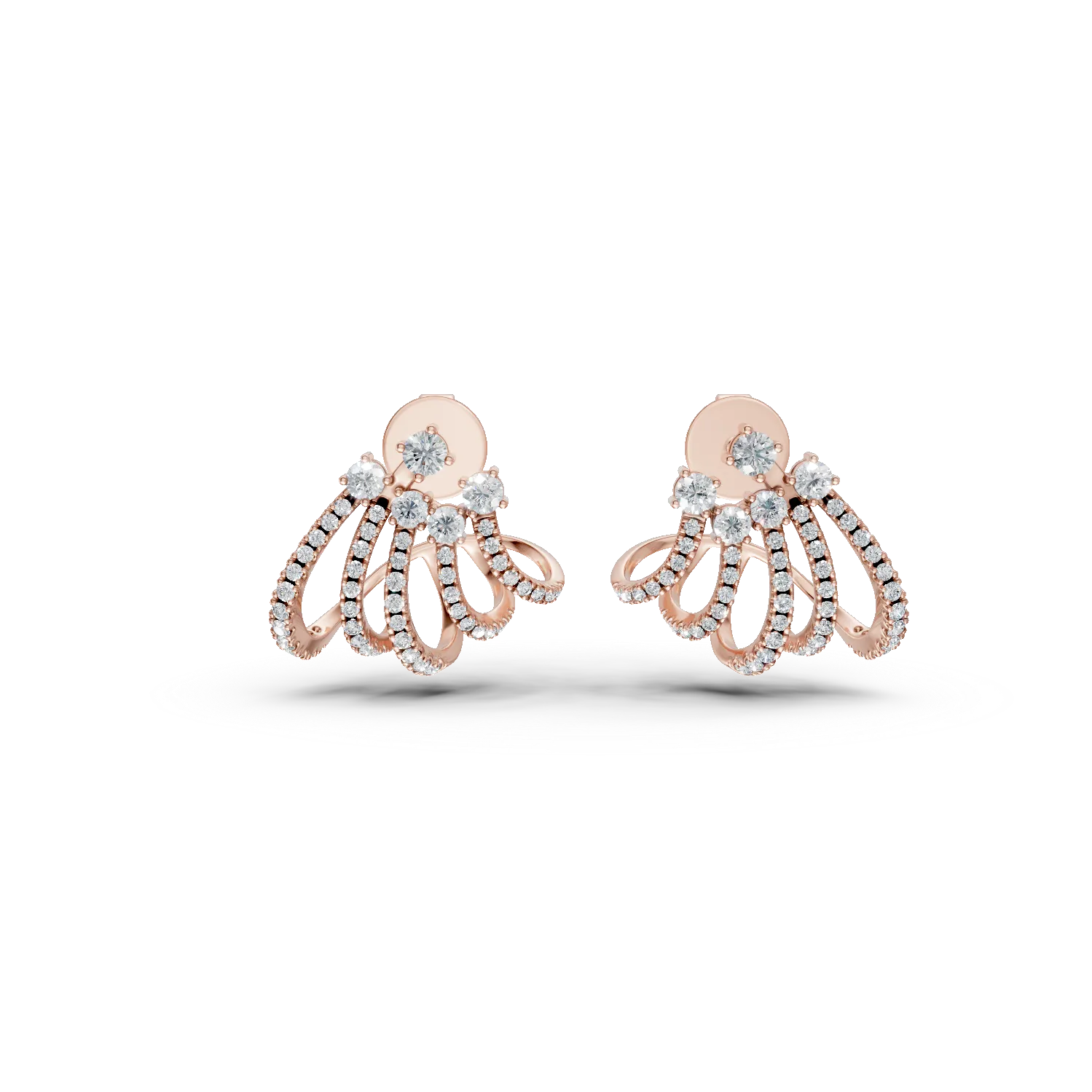 Cercei geometrici din aur roz cu diamante de 0.4ct