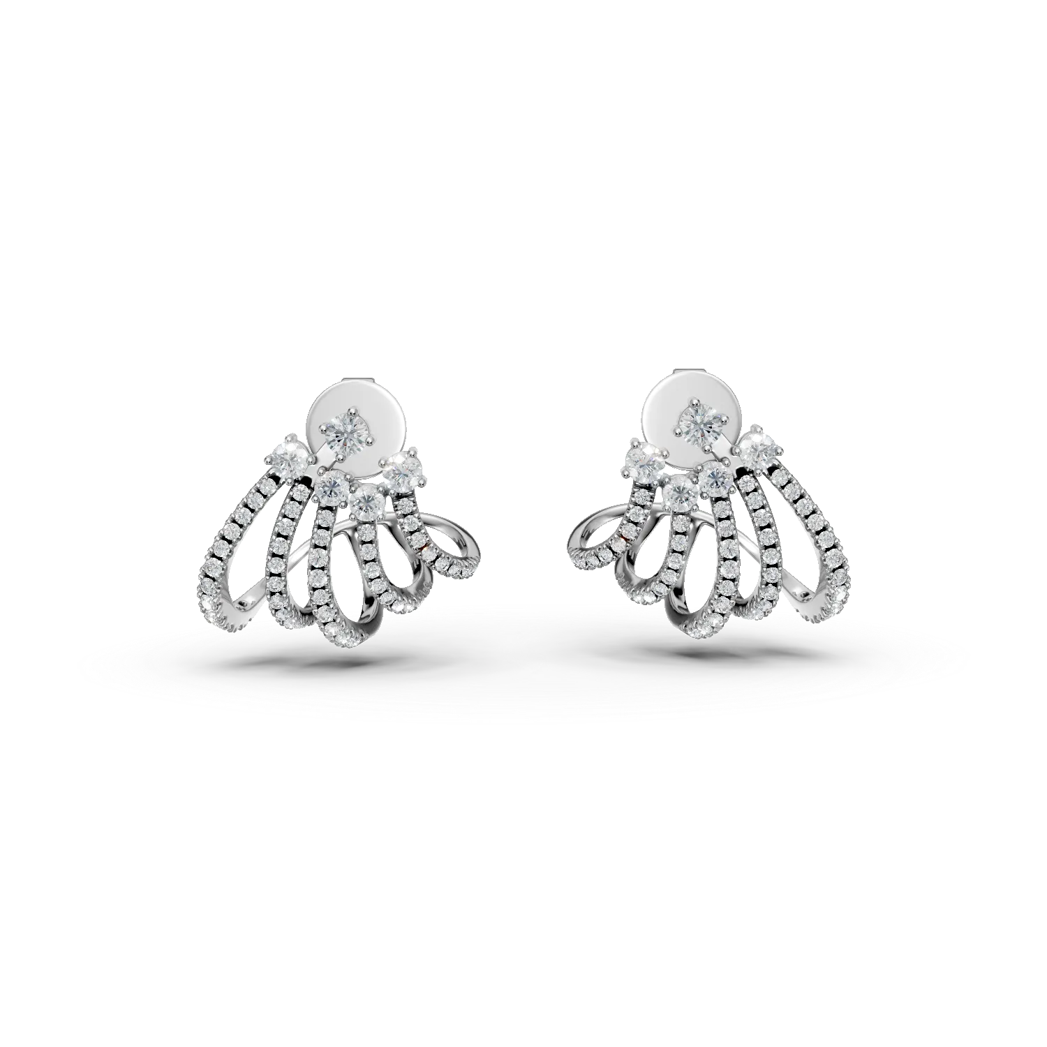 Cercei geometrici din aur alb cu diamante de 0.4ct