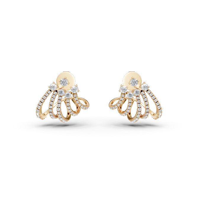 Cercei geometrici din aur galben cu diamante de 0.4ct