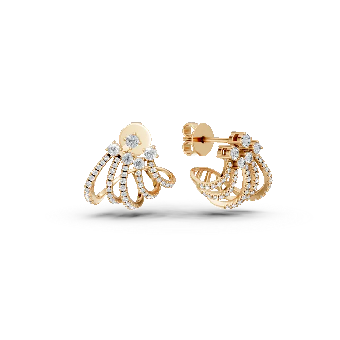 Cercei geometrici din aur galben cu diamante de 0.4ct