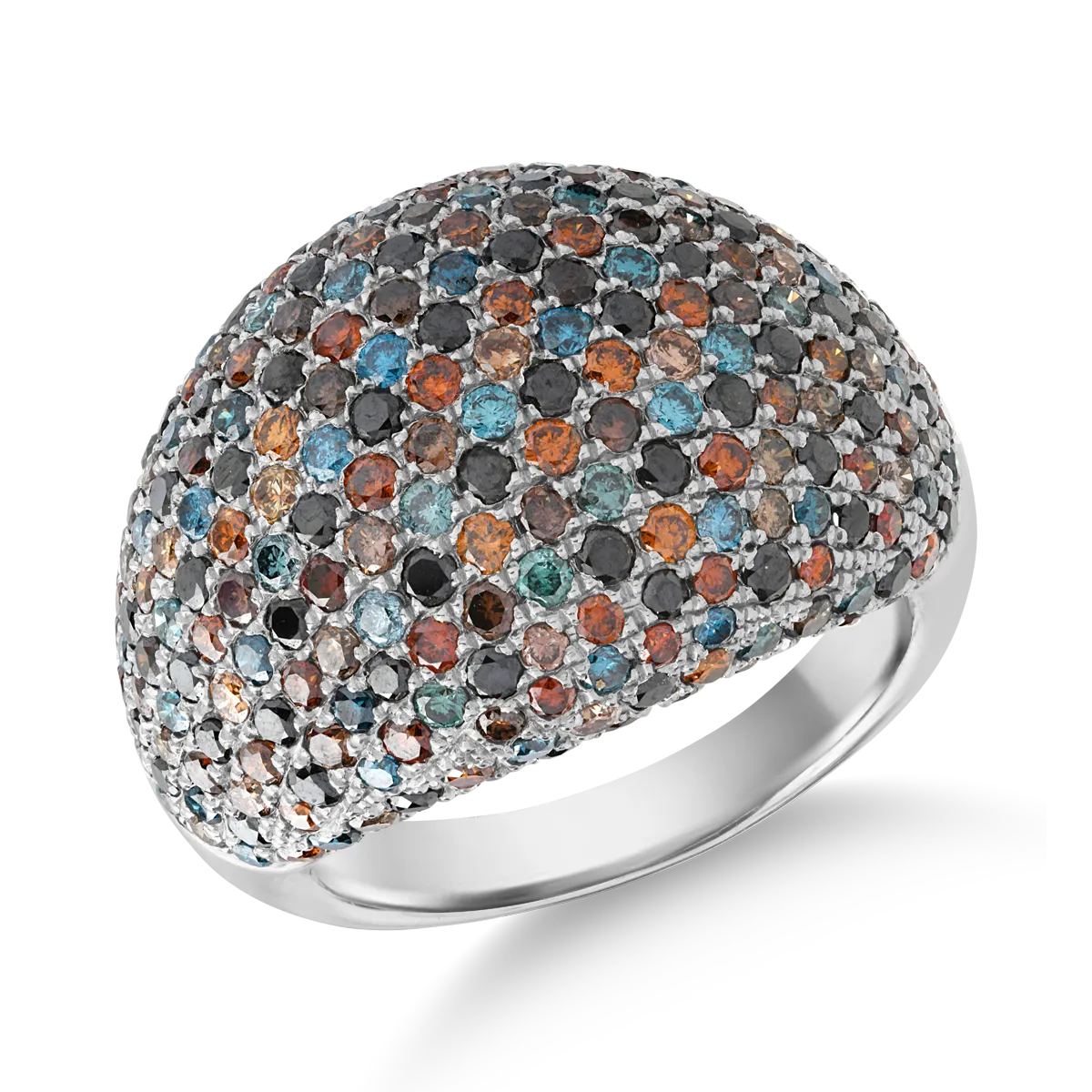 Fehérarany gyűrű 4.08ct többszínű gyémántokkal