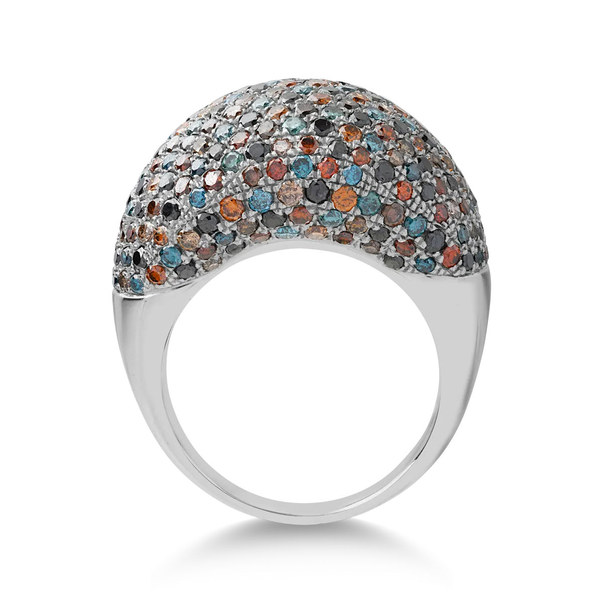 Пръстен от бяло злато с 4.08кт многоцветни диаманти