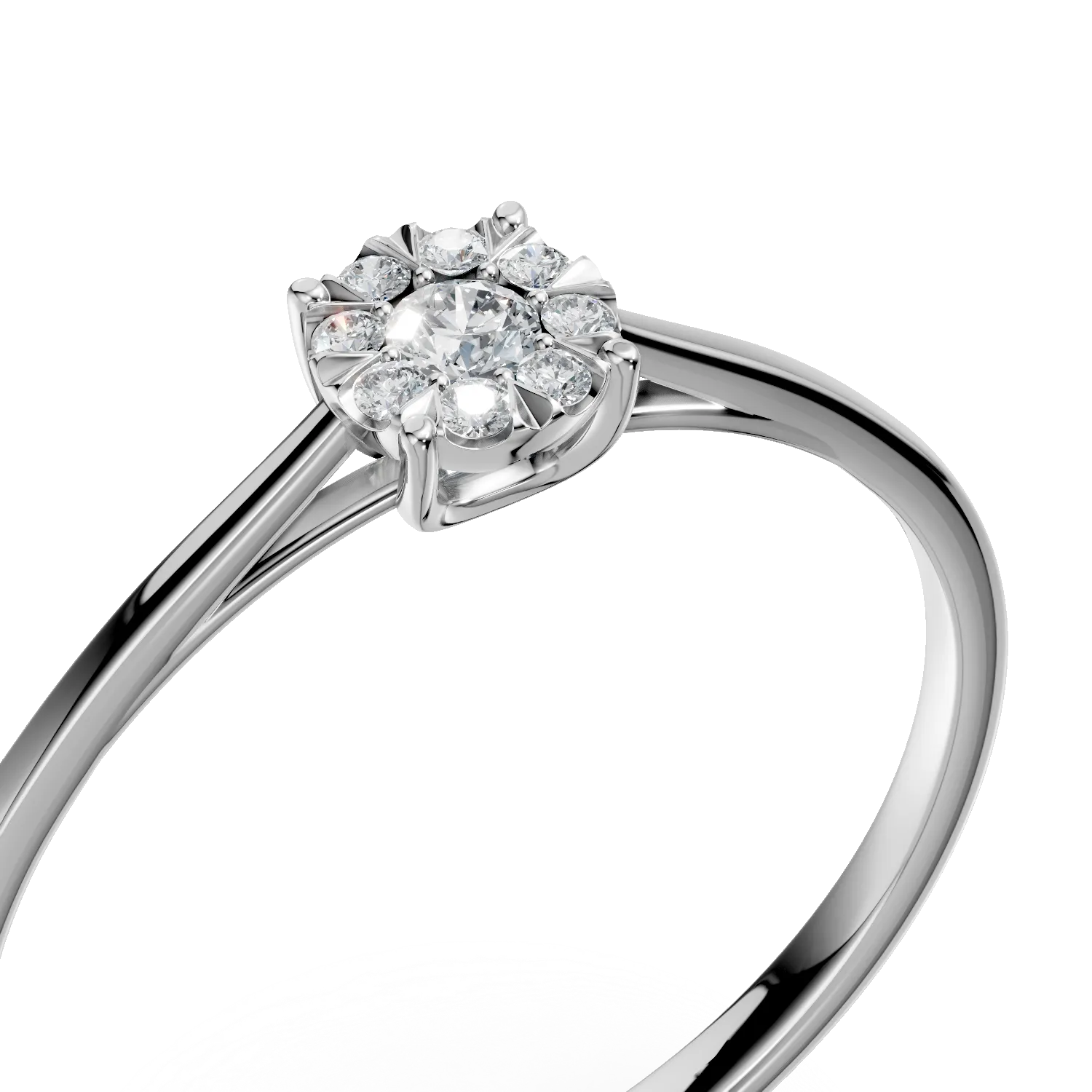 Inel de logodna din aur alb cu diamante de 0.1ct