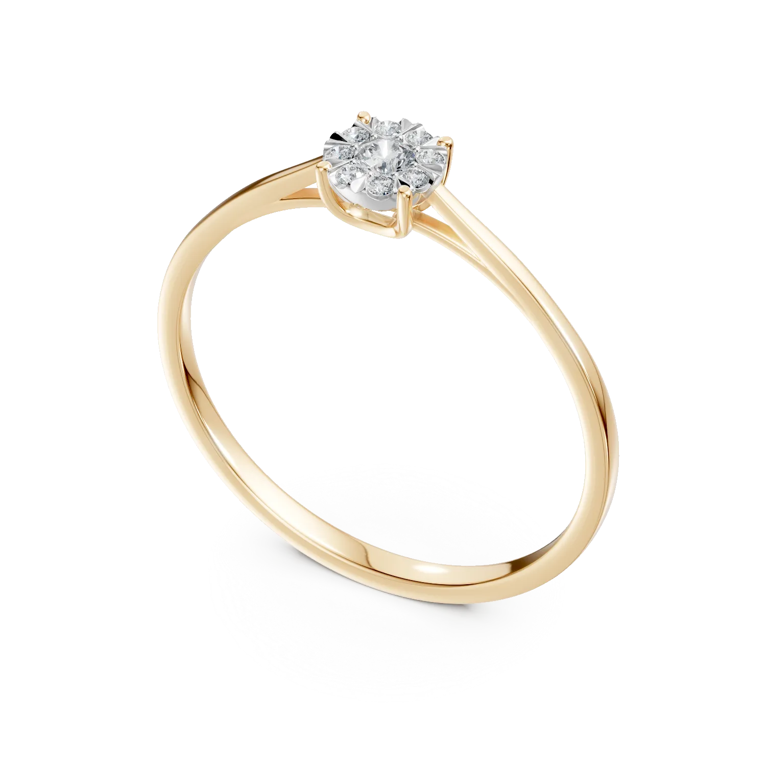 Годежен пръстен от жълто злато с диаманти 0.1кт