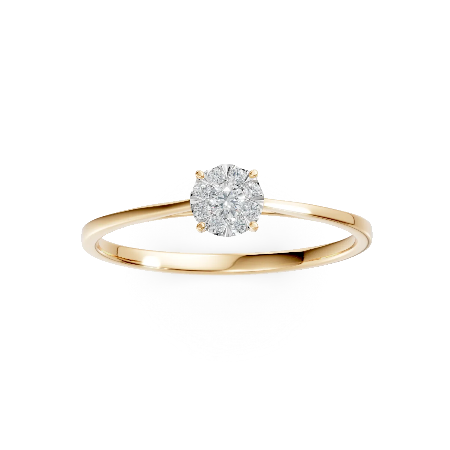 Годежен пръстен от жълто злато с диаманти 0.1кт