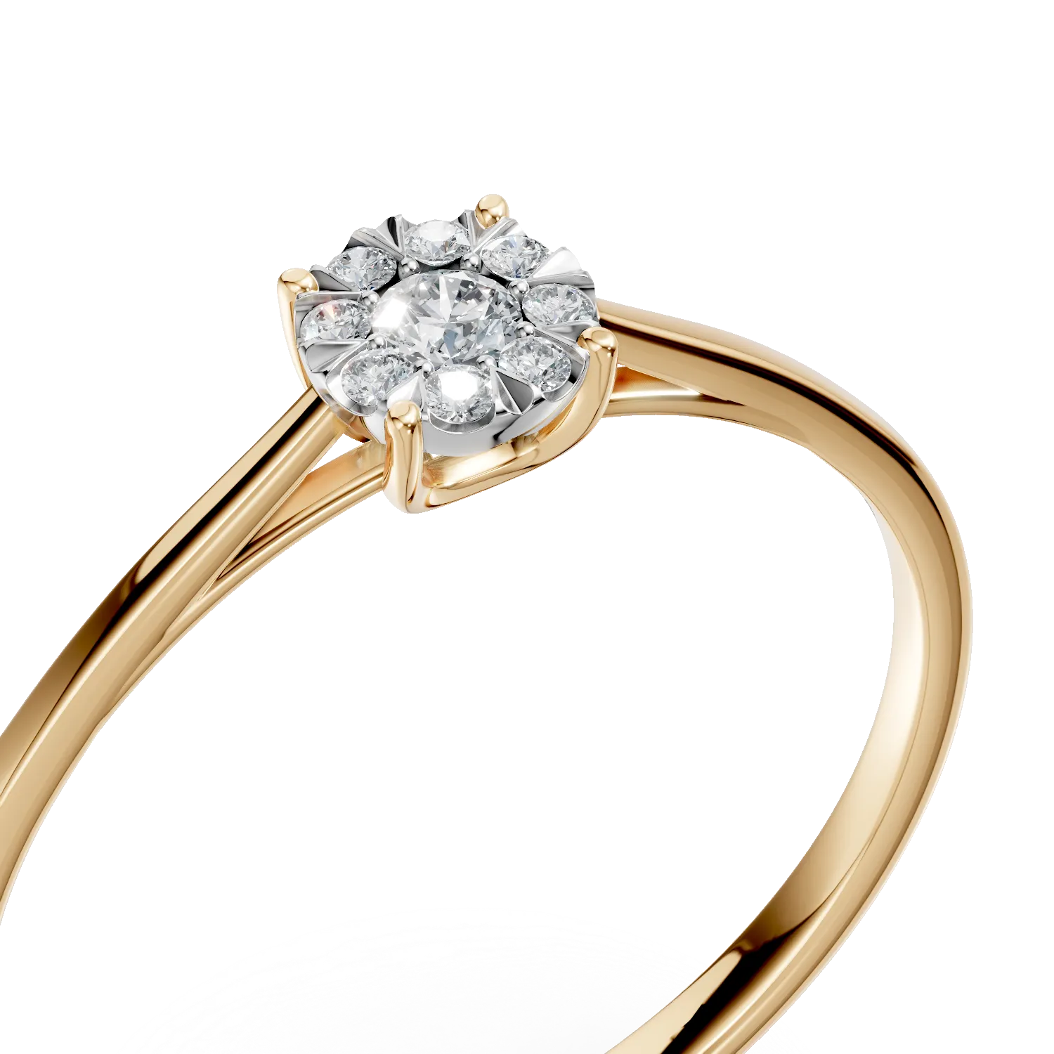 Годежен пръстен от жълто злато с диаманти 0.1кт