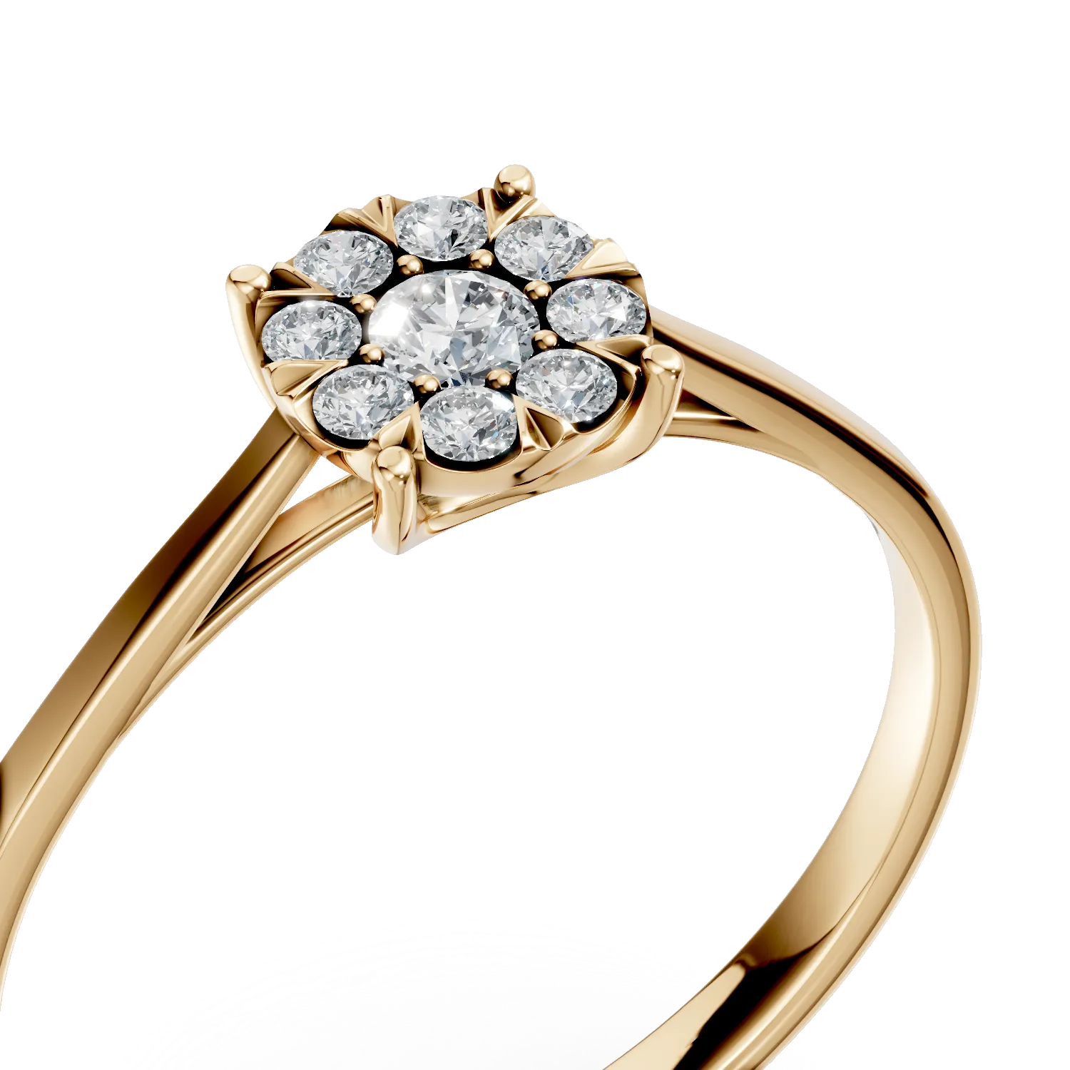 Годежен пръстен от жълто злато с диаманти 0.2кт