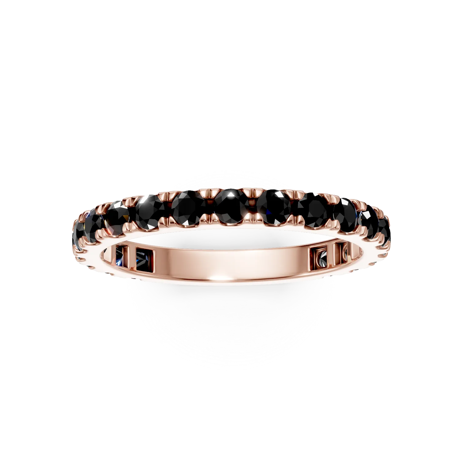 Полувечен пръстен от розово злато с черни диаманти 0.94ст