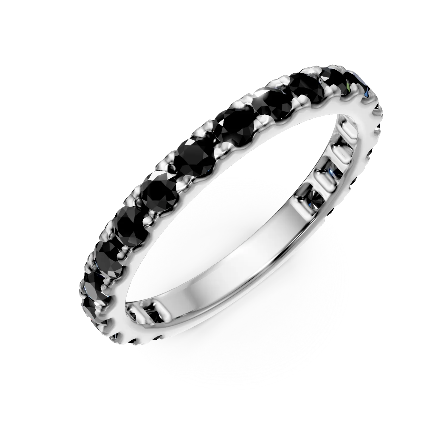 Inel semi eternity din aur alb cu diamante negre de 0.94ct
