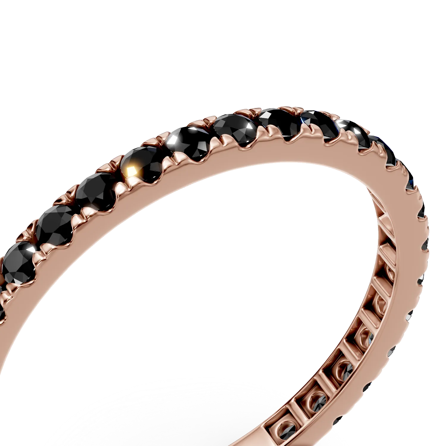 Rozearany semi eternity gyuru 0.48ct fekete gyemantokkal