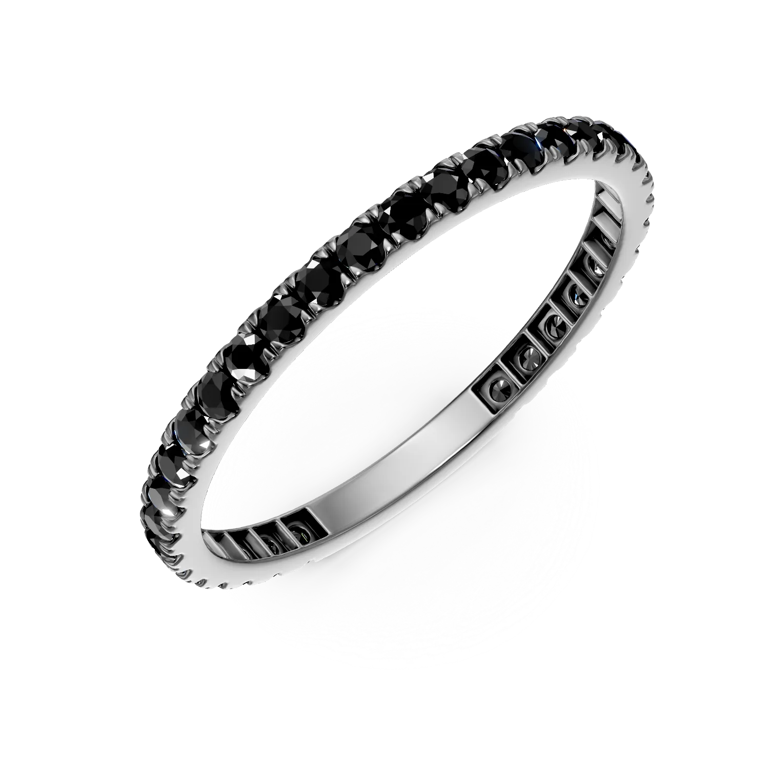 Inel semi eternity din aur alb cu diamante negre de 0.5ct