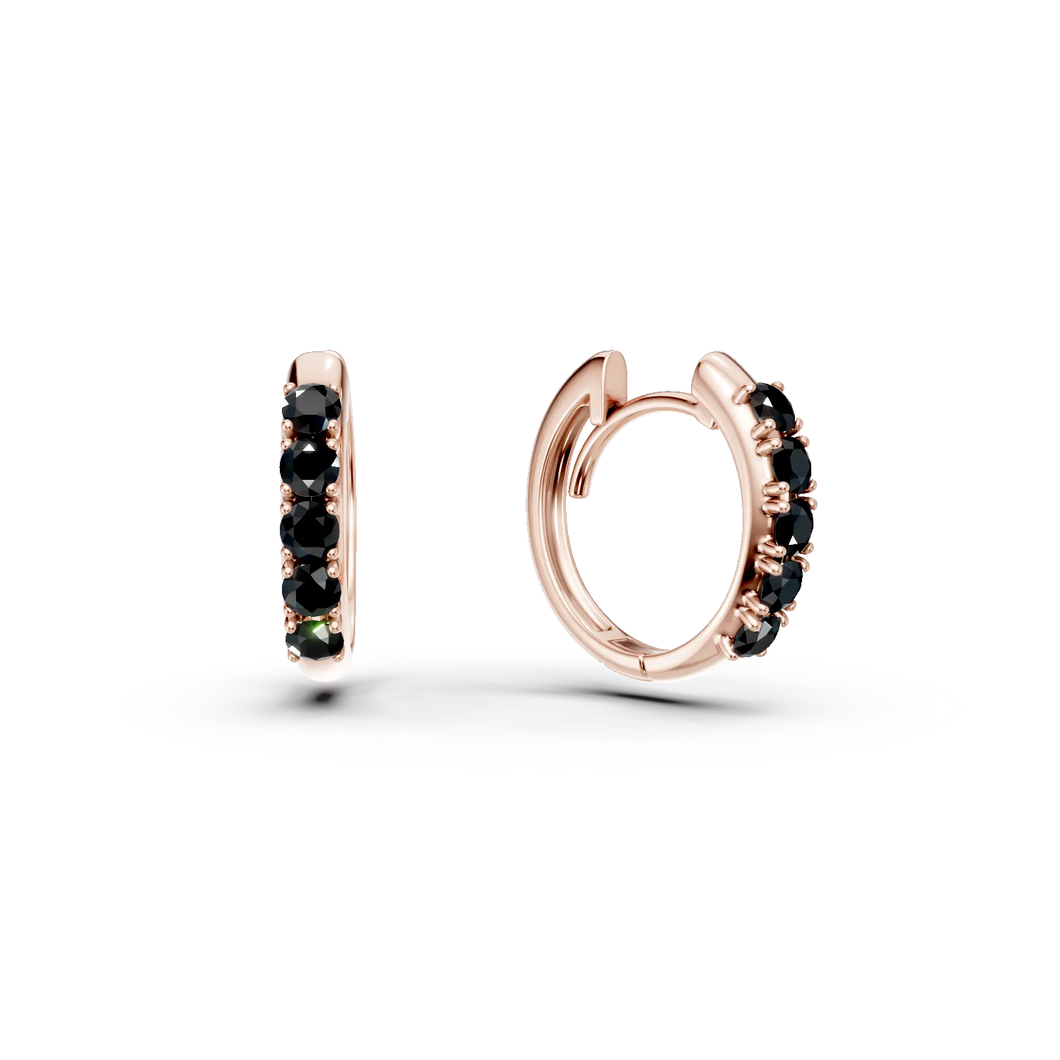 Okreagle kolczyki z rozowego zlota z czarnymi diamentami 0.4ct