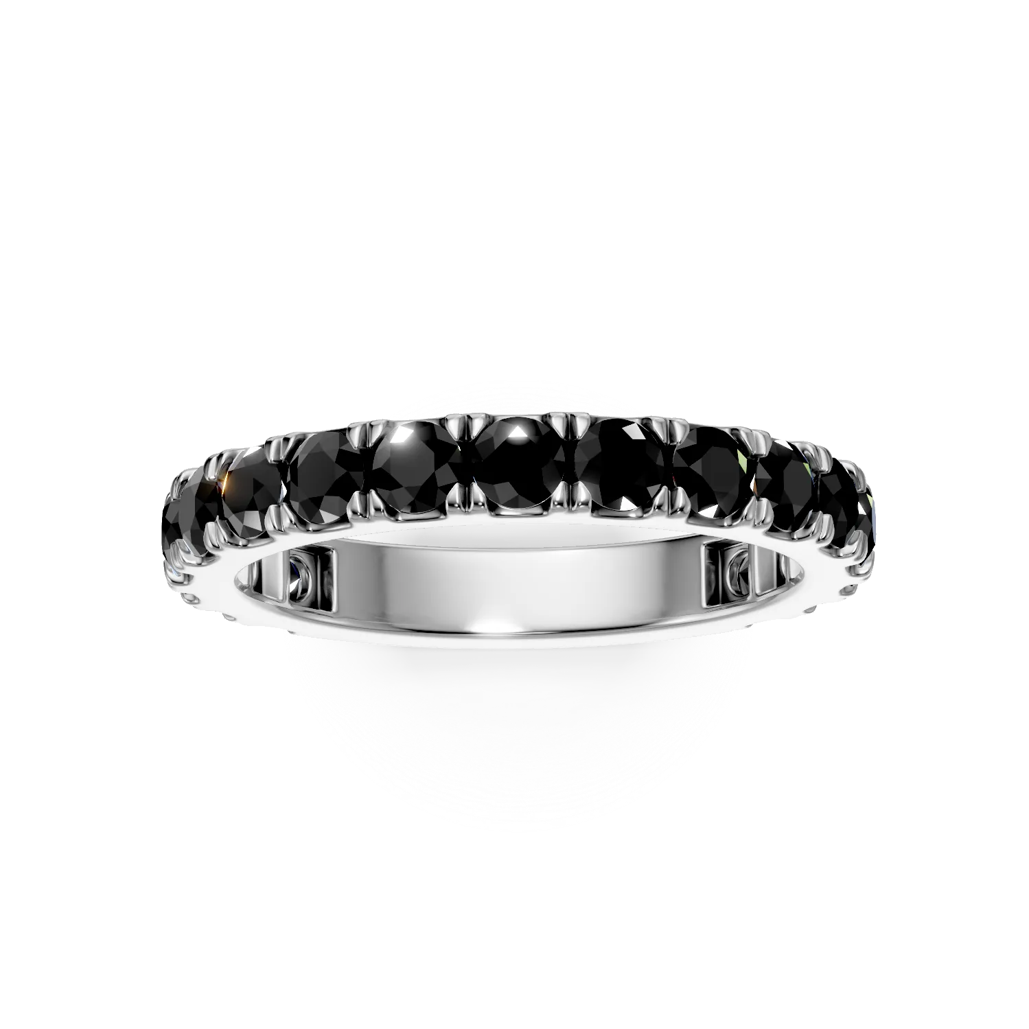 Полувечен пръстен от бяло злато с черни диаманти 1.17ст