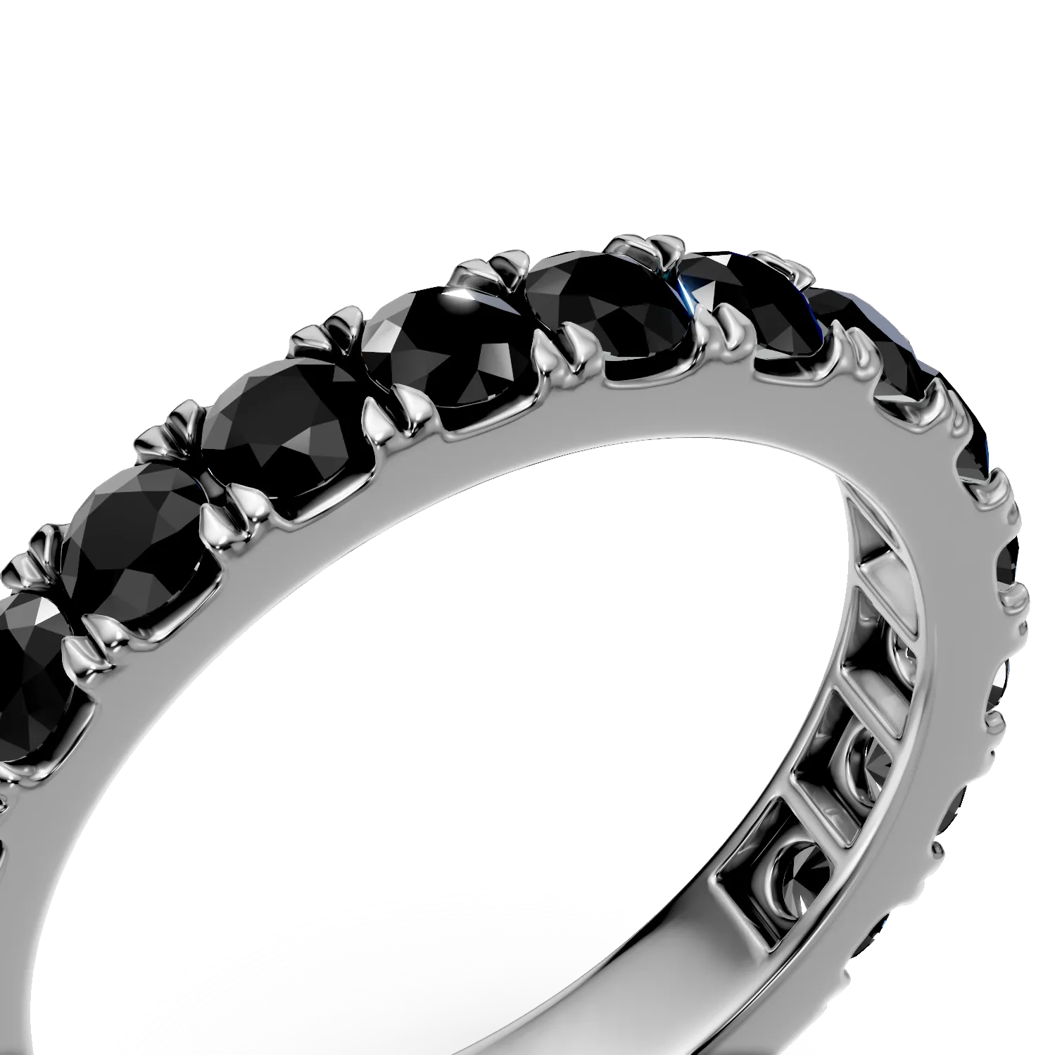 Полувечен пръстен от бяло злато с черни диаманти 1.17ст