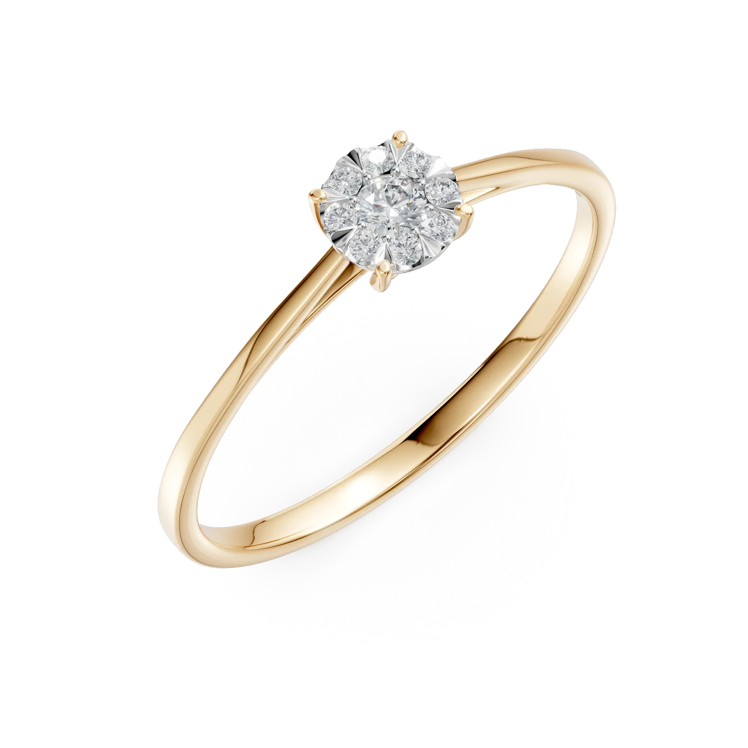 Inel de logodna din aur galben cu diamante de 0.1ct