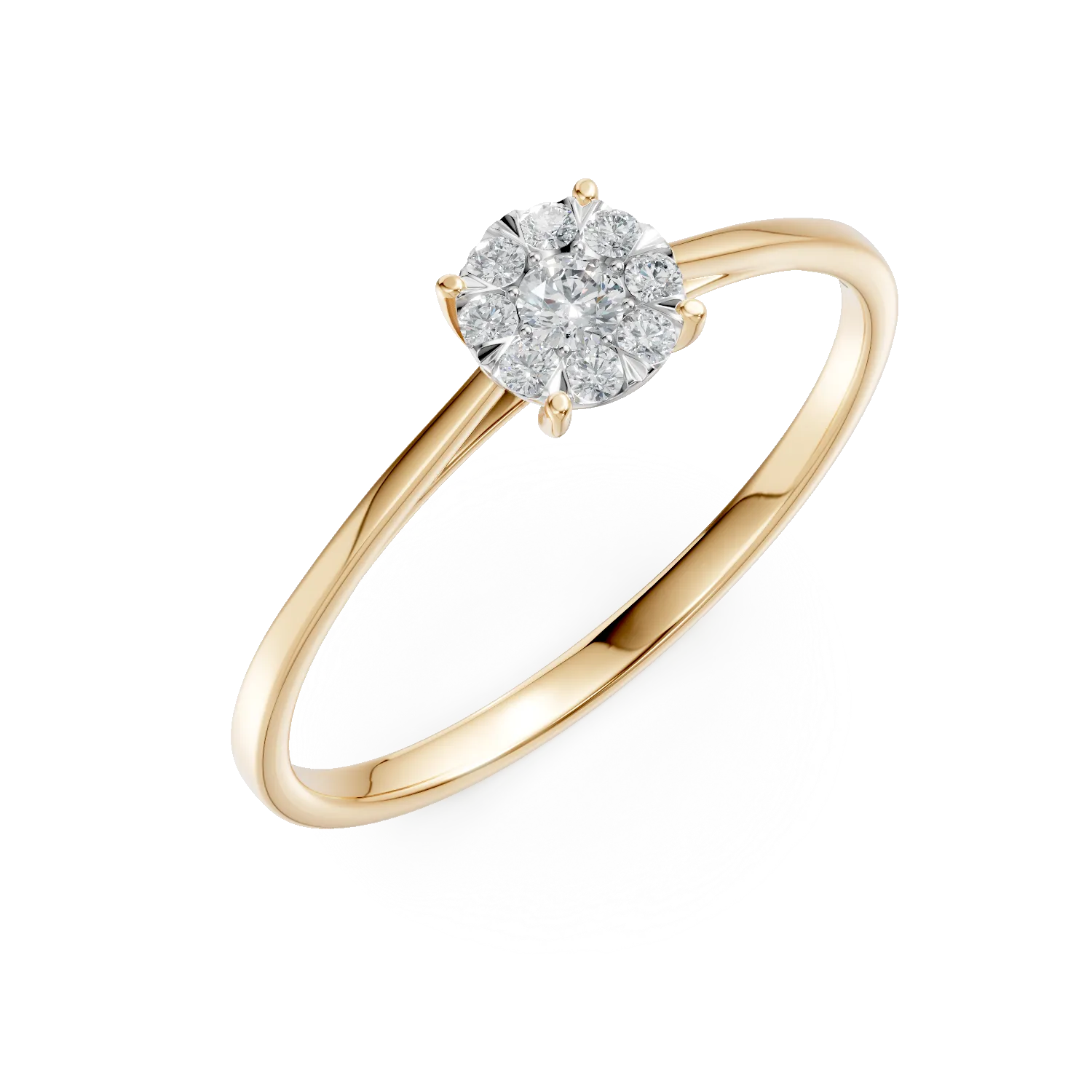 Inel de logodna din aur galben cu diamante de 0.1ct