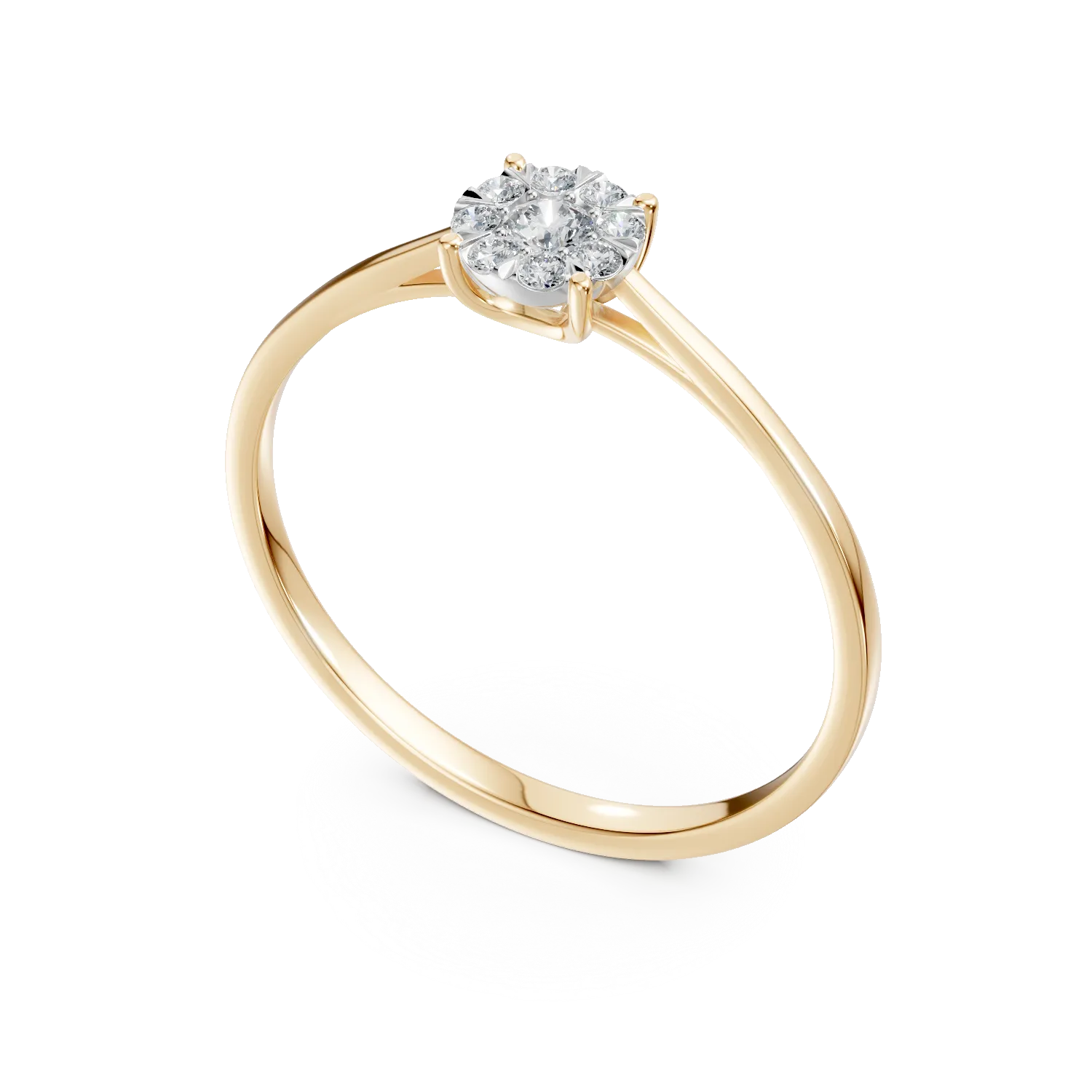 Yellow gold engagement ring with 0.1ct diamonds