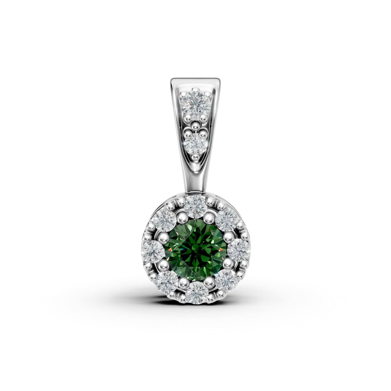 Pandantiv din aur alb cu smarald de 0.06ct si diamante de 0.05ct
