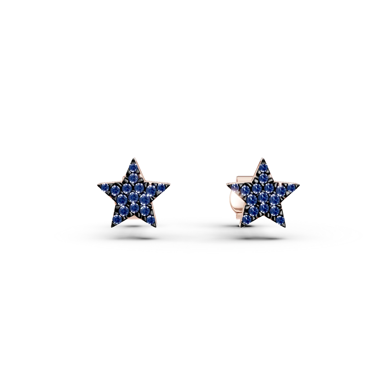 Cercei stele din aur roz cu safire de 0.18ct
