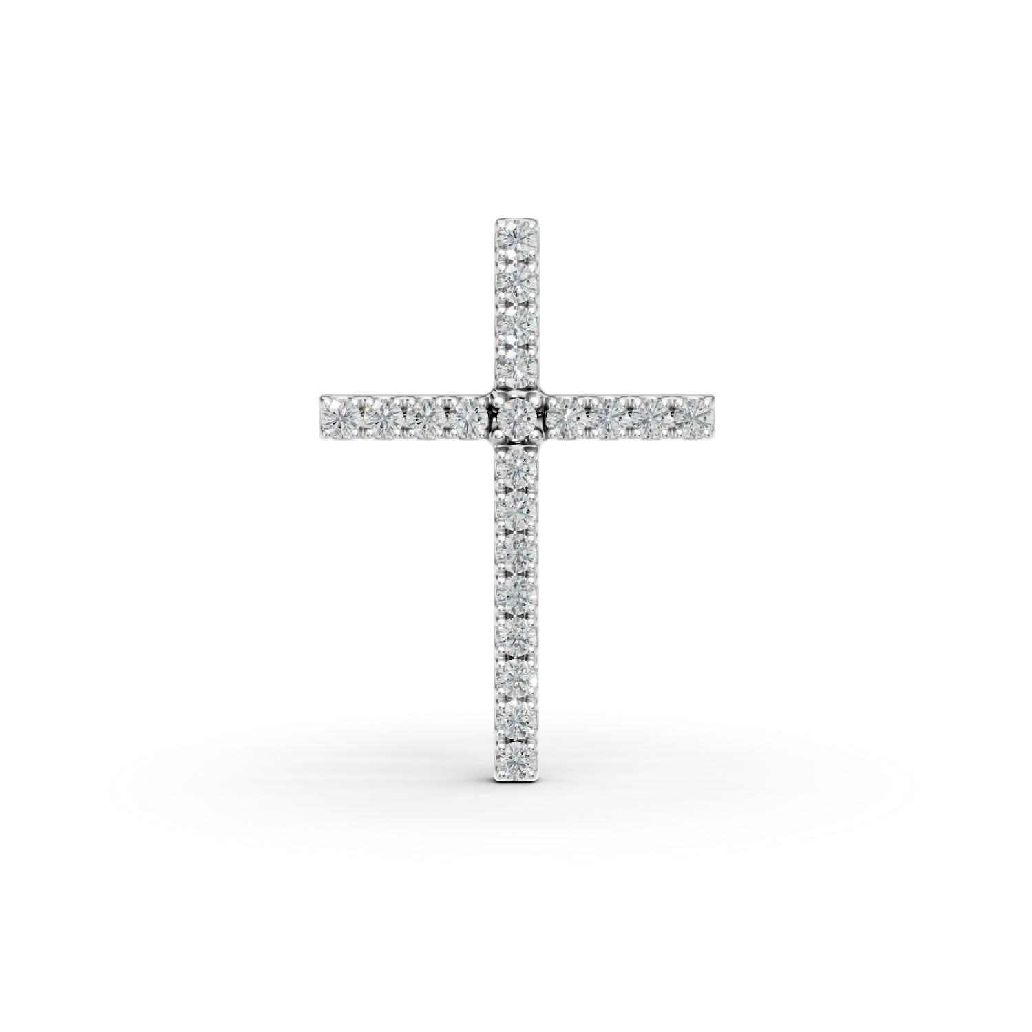 Pandantiv cruce din aur alb cu diamante de 0.1ct