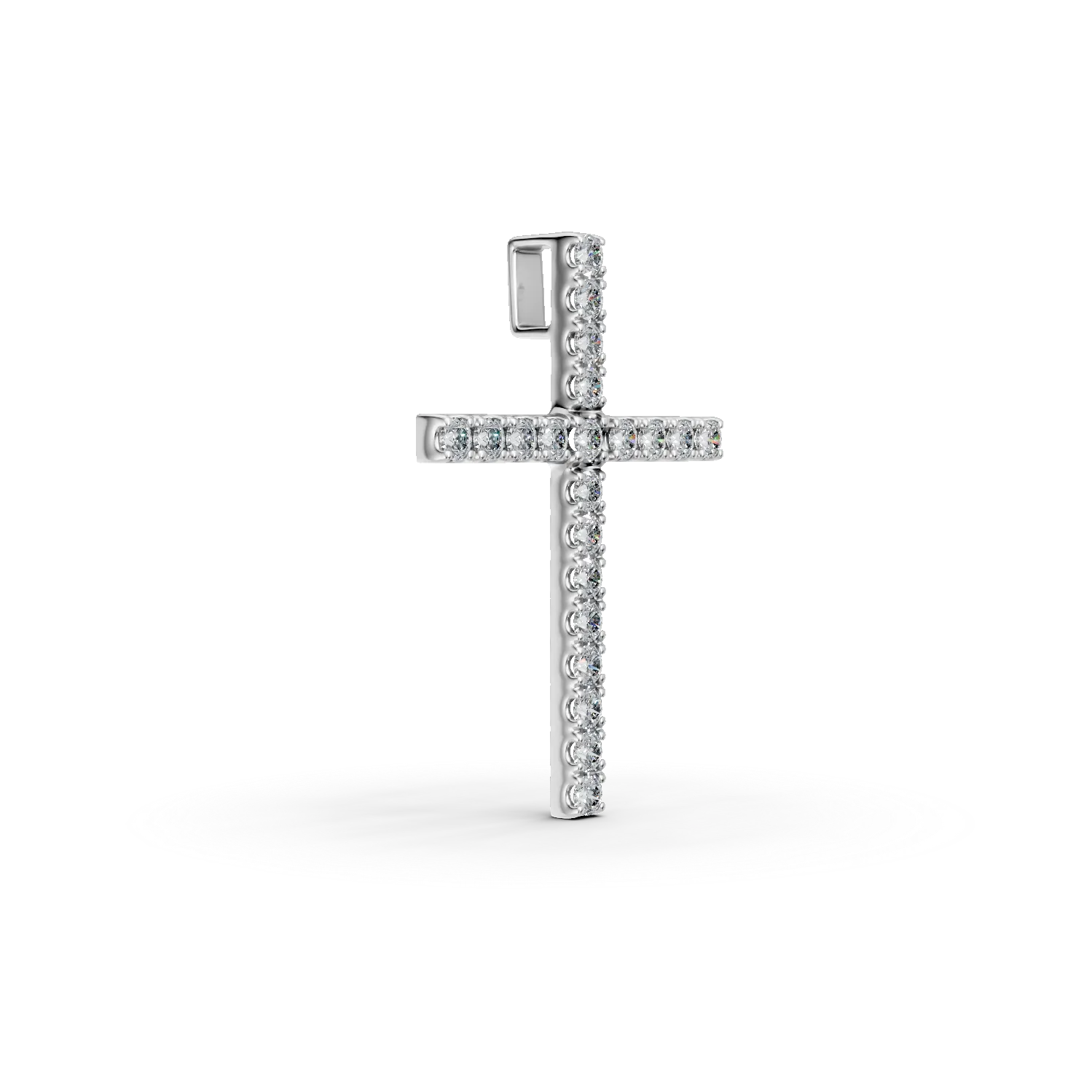 Медальон кръст от бяло злато с диаманти 0.1кт