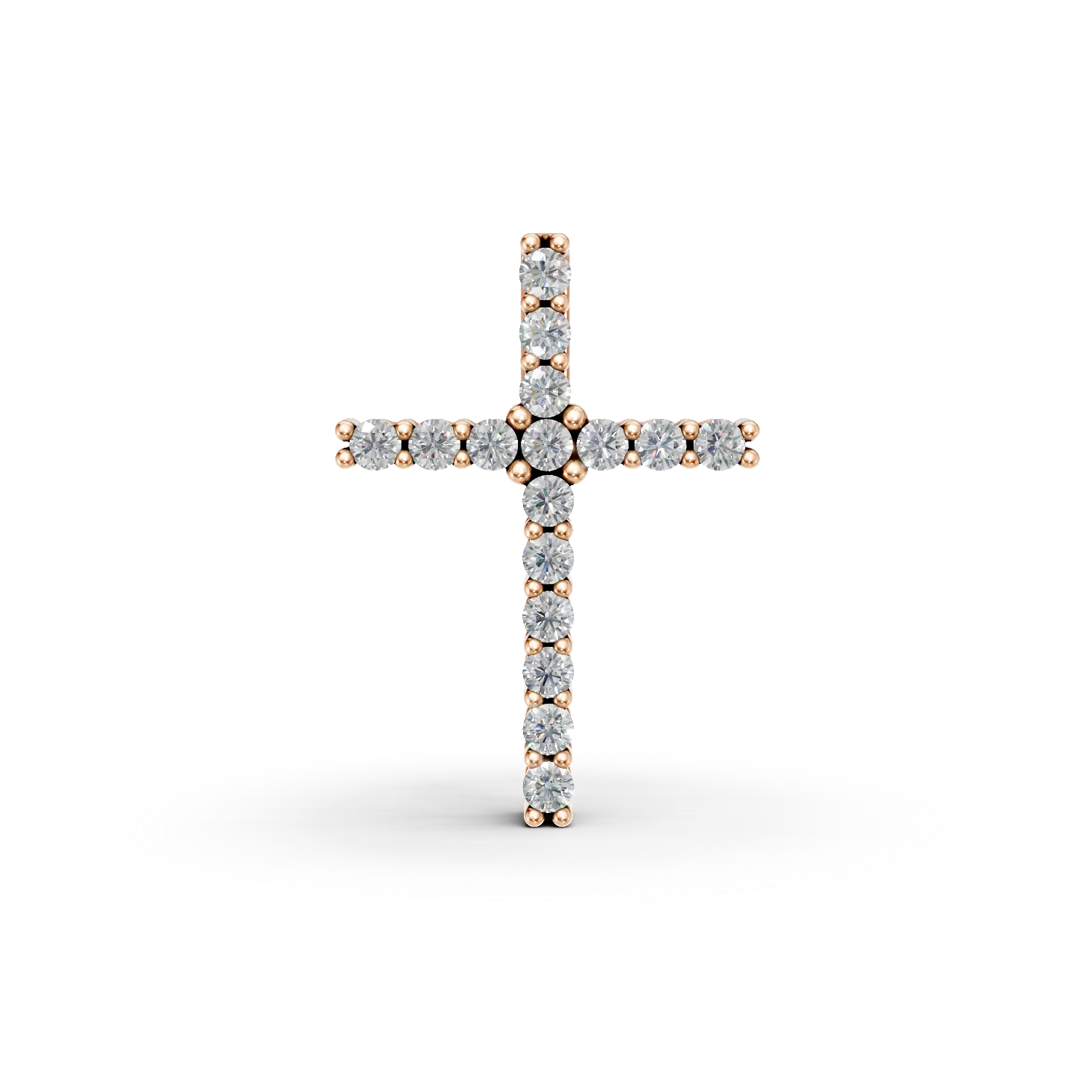Pandantiv cruce din aur roz cu diamante de 0.1ct