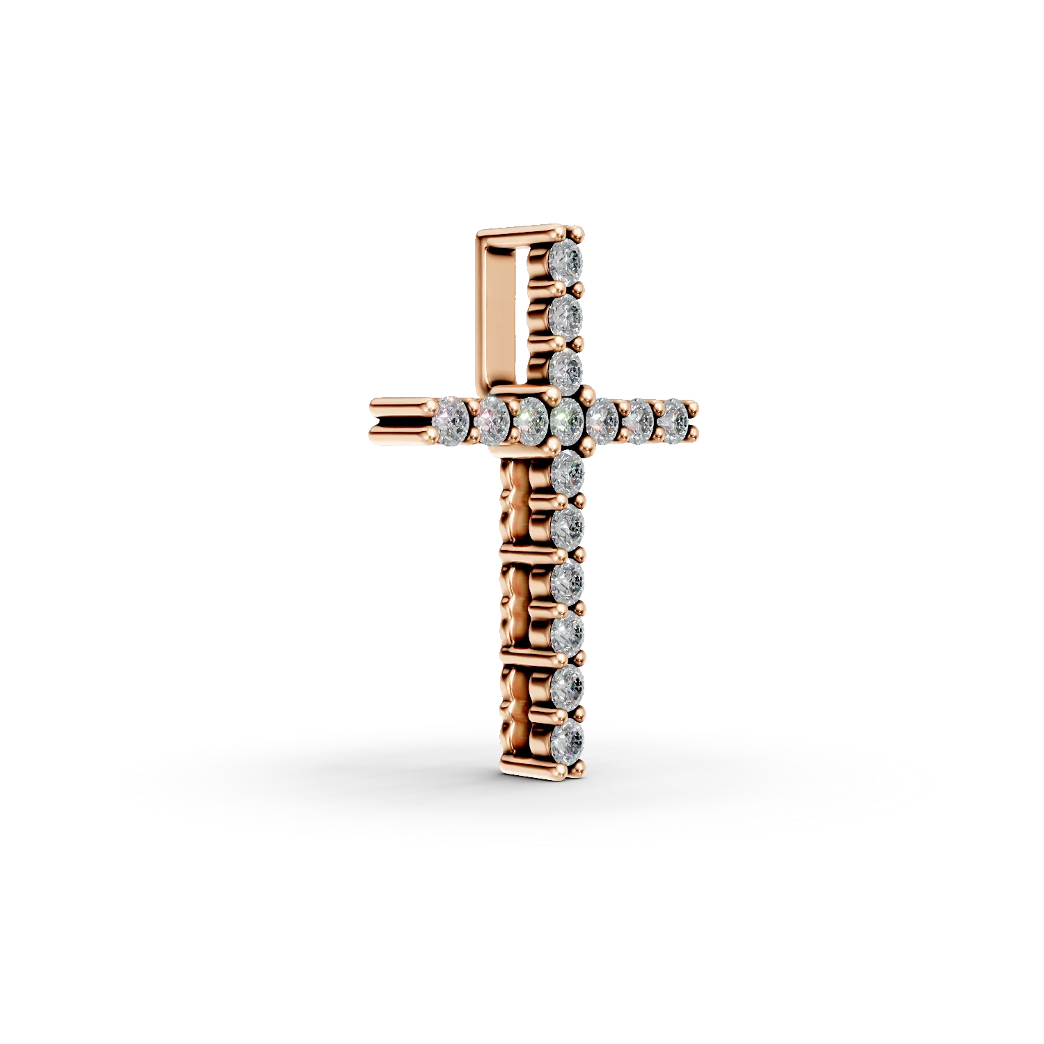 Медальон кръст от розово злато с диаманти 0.1кт